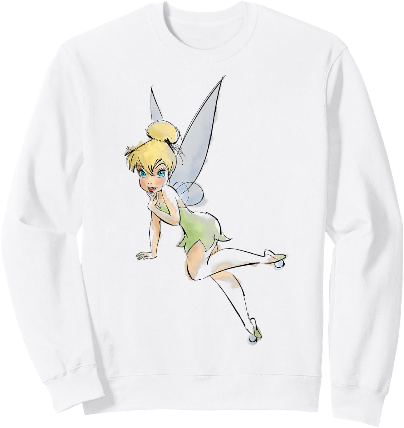 Disney Peter Pan Tinker Bell Watercolor Portrait Small Sweatshirt - Sweatshirt | White