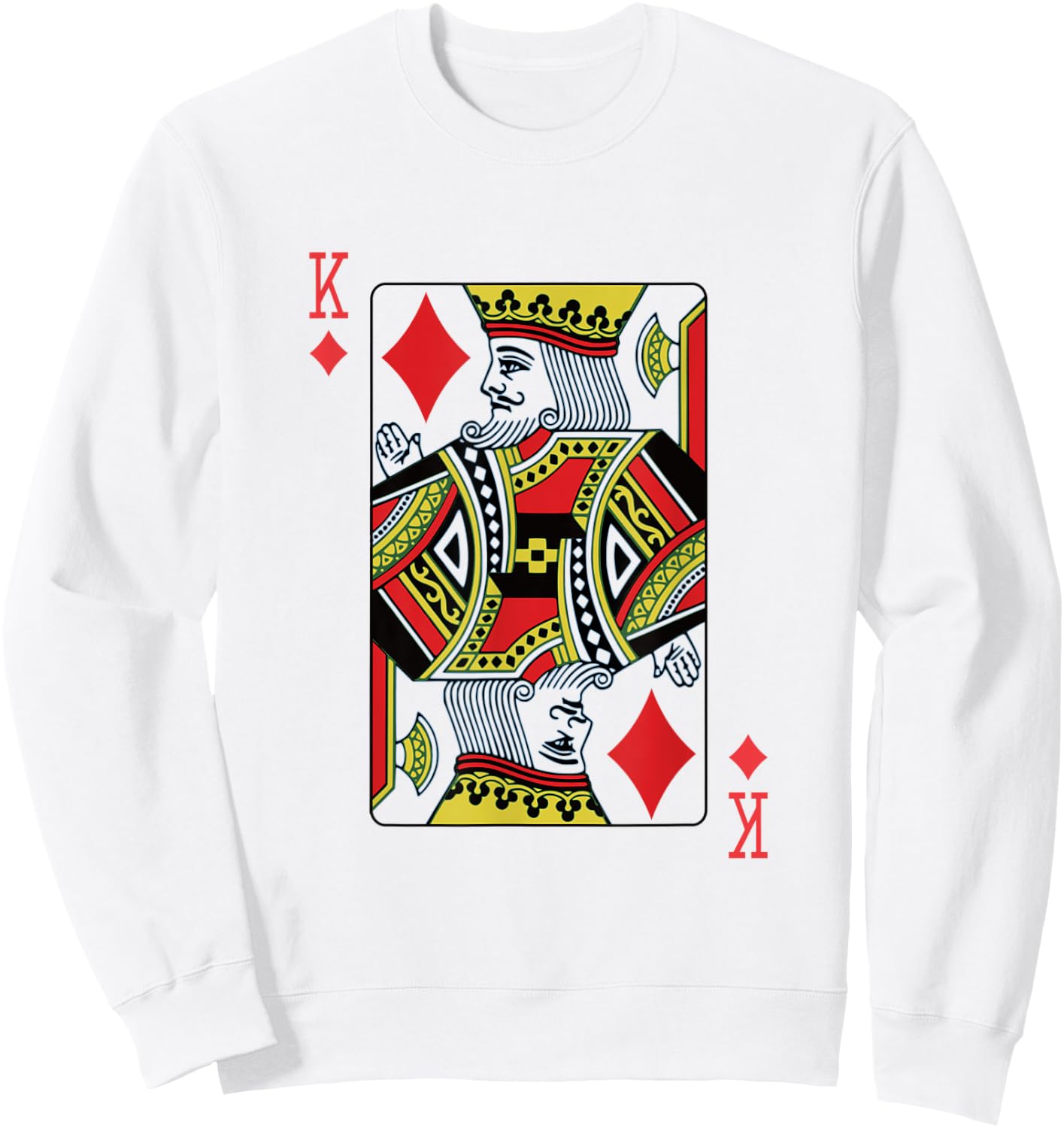 King of Diamonds Playing Card Poker Sweatshirt - Sweatshirt | White