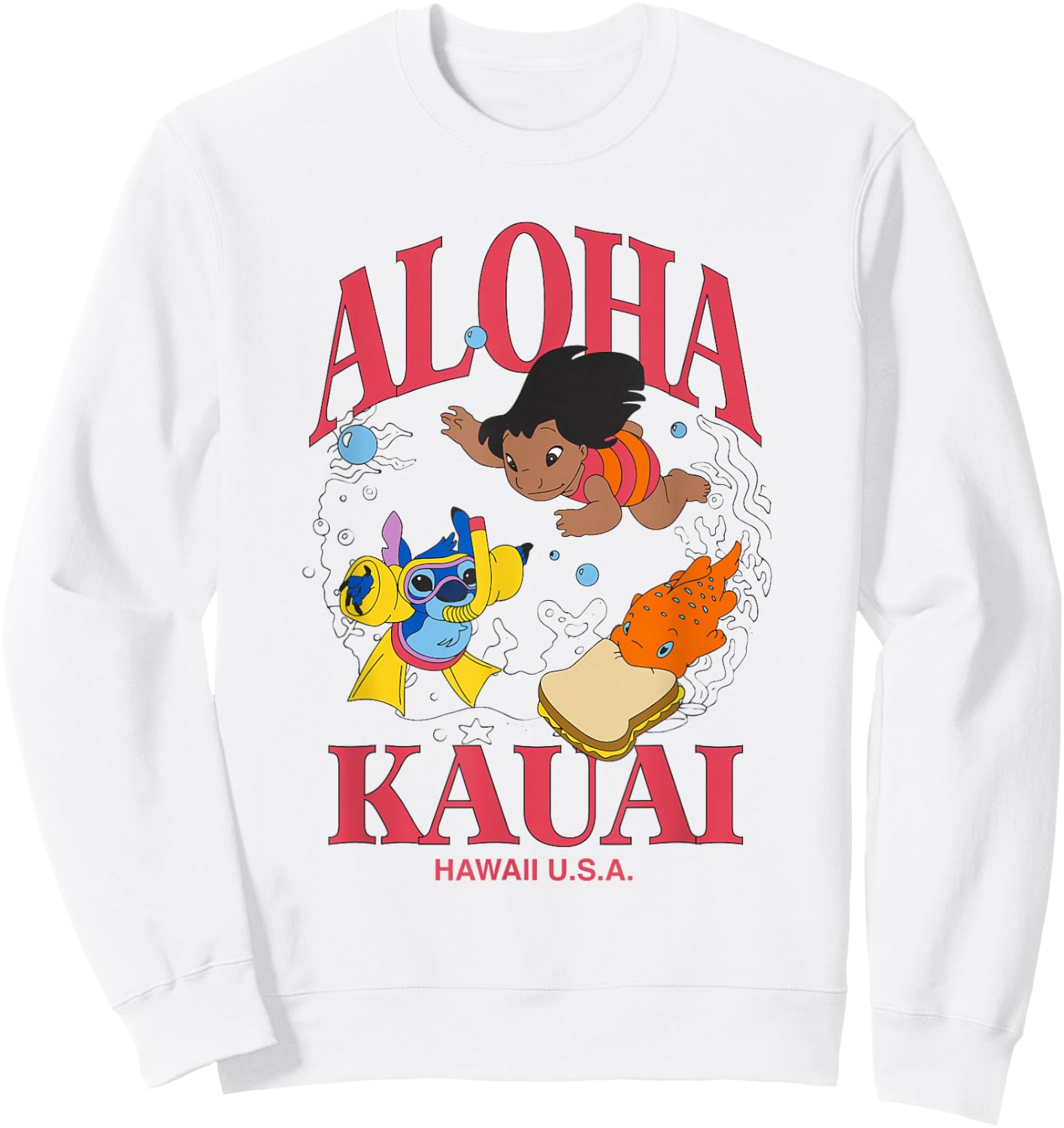 Disney Lilo & Stitch Aloha Kauai Hawaii Underwater Fun Sweatshirt - Sweatshirt | White
