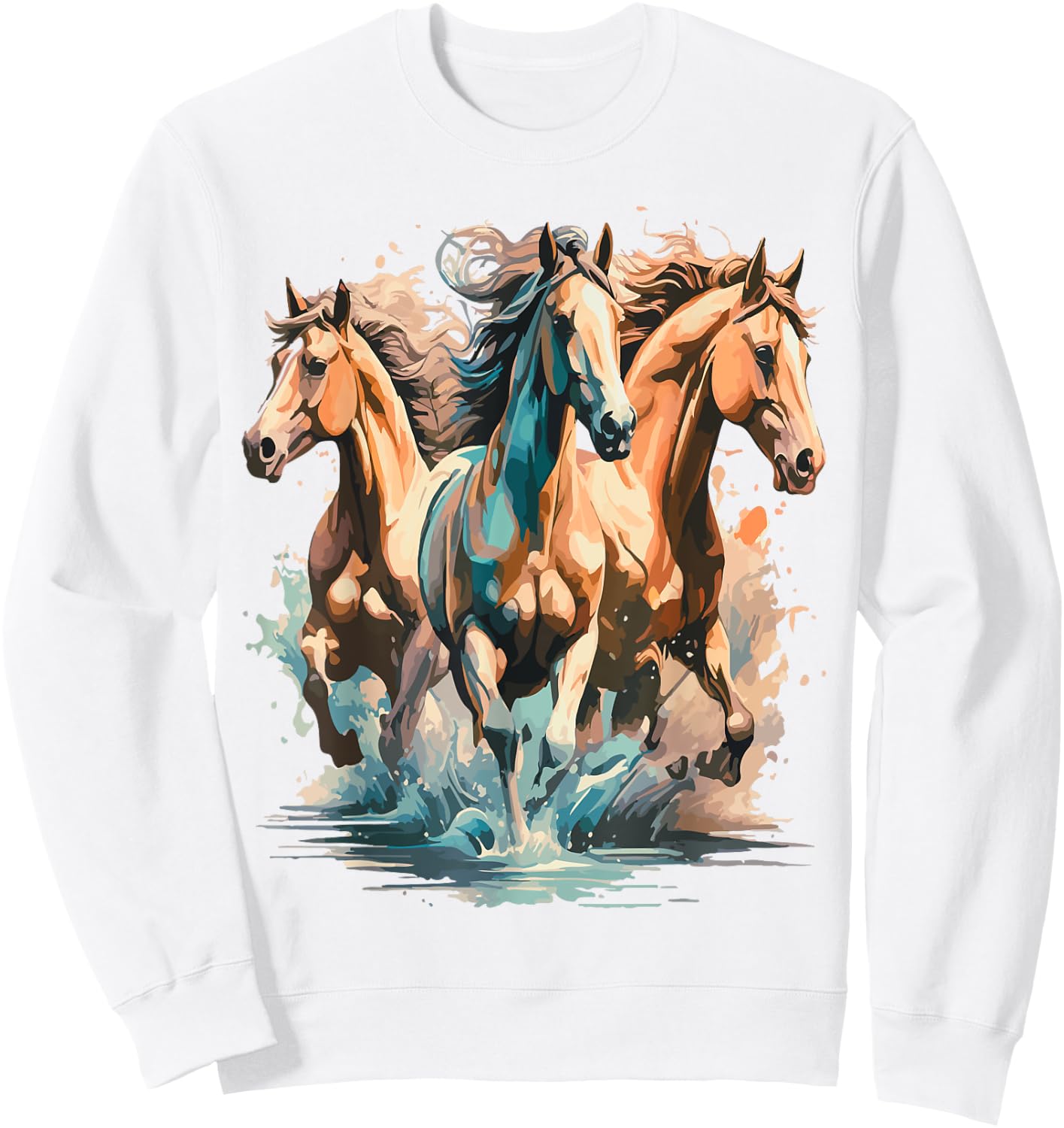 Running Crazy Wild Horses Gift Teenage Girls Boys Men Women Sweatshirt - Sweatshirt | White