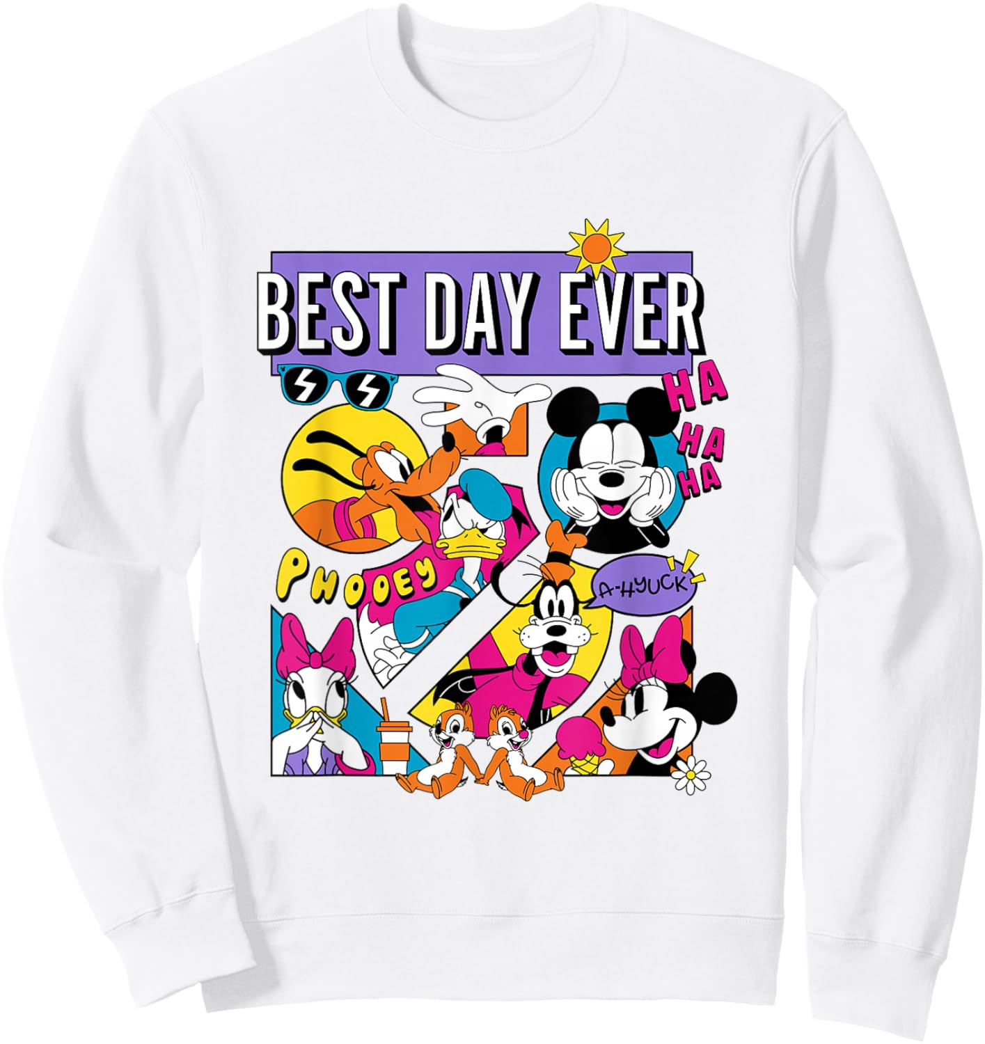 Disney Mickey And Friends Best Day Ever Retro Comic Panels Sweatshirt - Sweatshirt | White