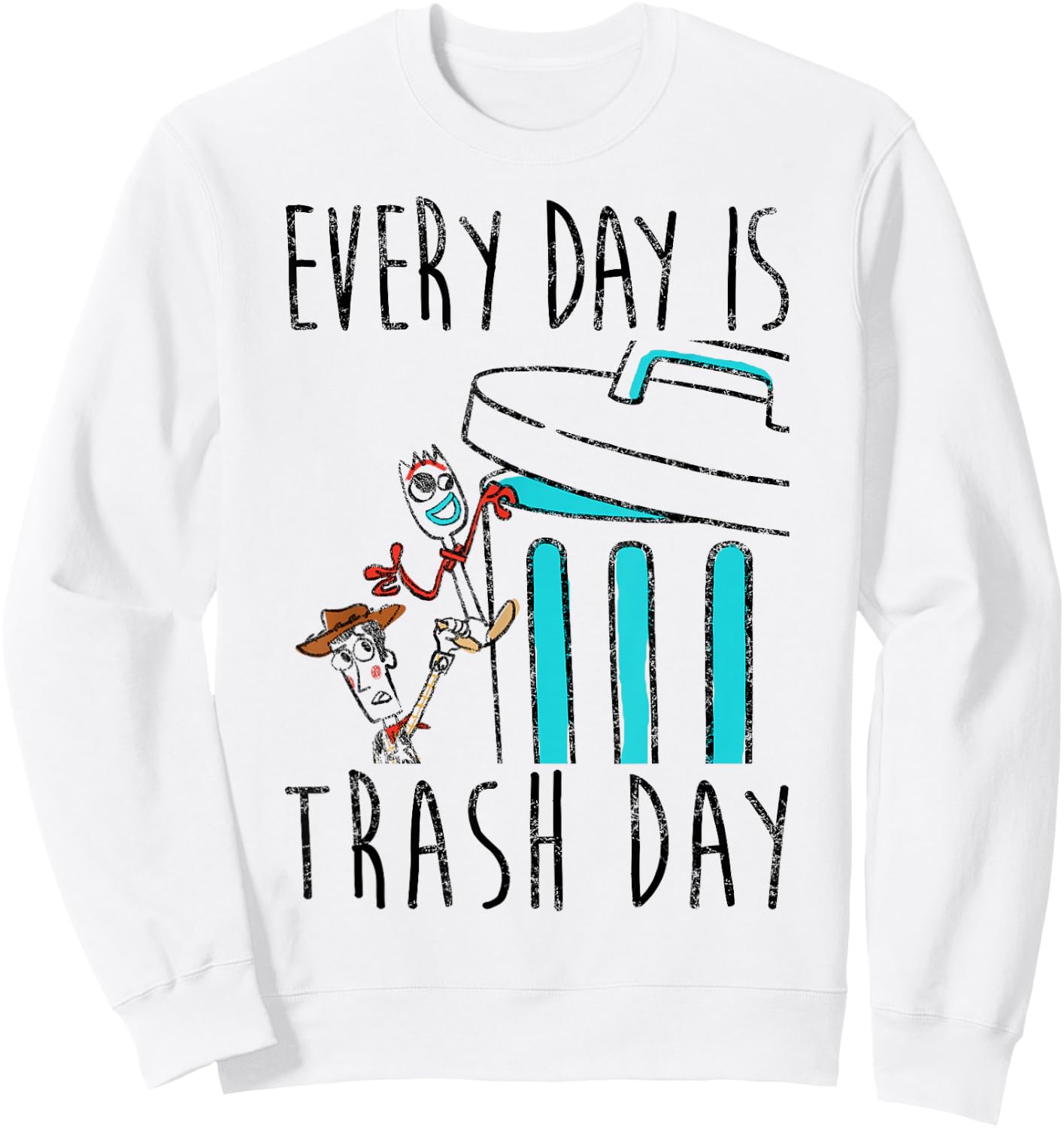 Disney Pixar Toy Story 4 Blue Everyday Is Trash Day Sweatshirt - Sweatshirt | White
