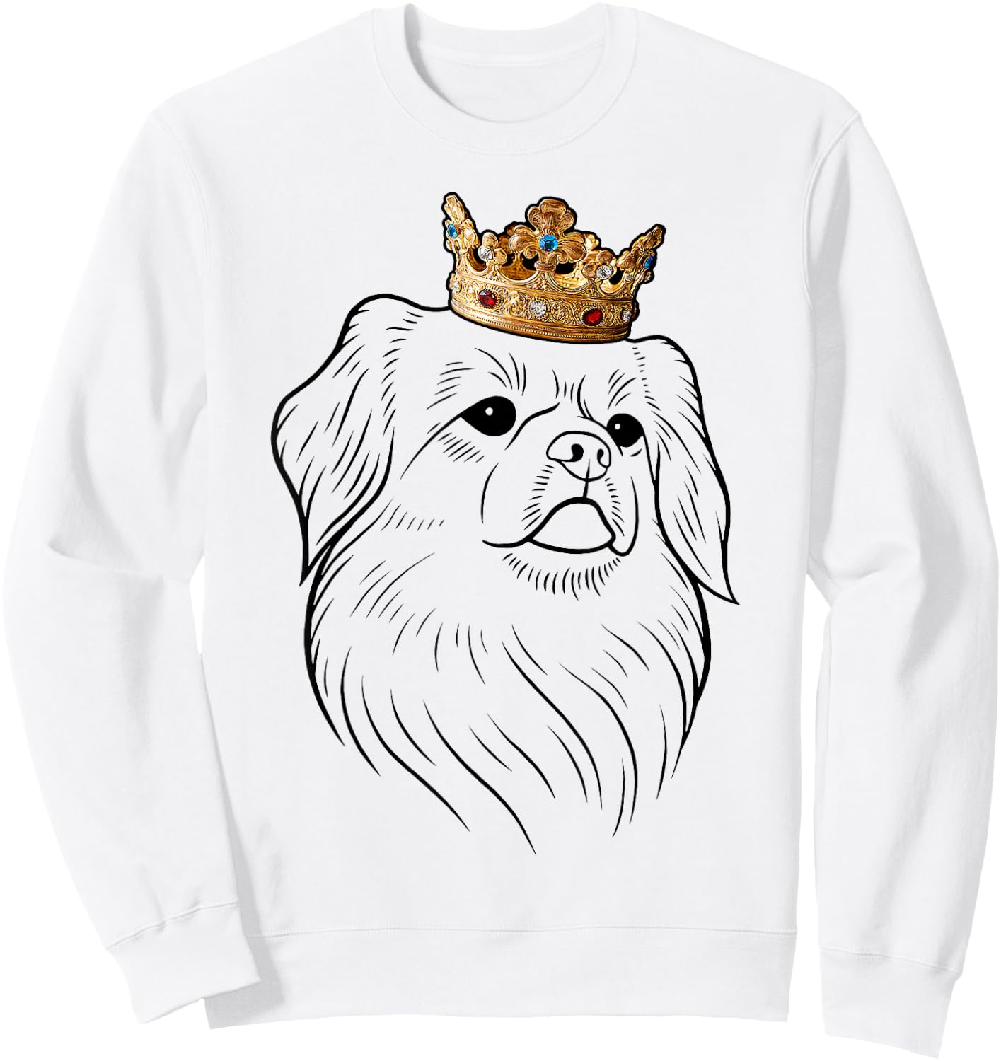 Tibetan Spaniel Dog Wearing Crown Sweatshirt - Sweatshirt | White