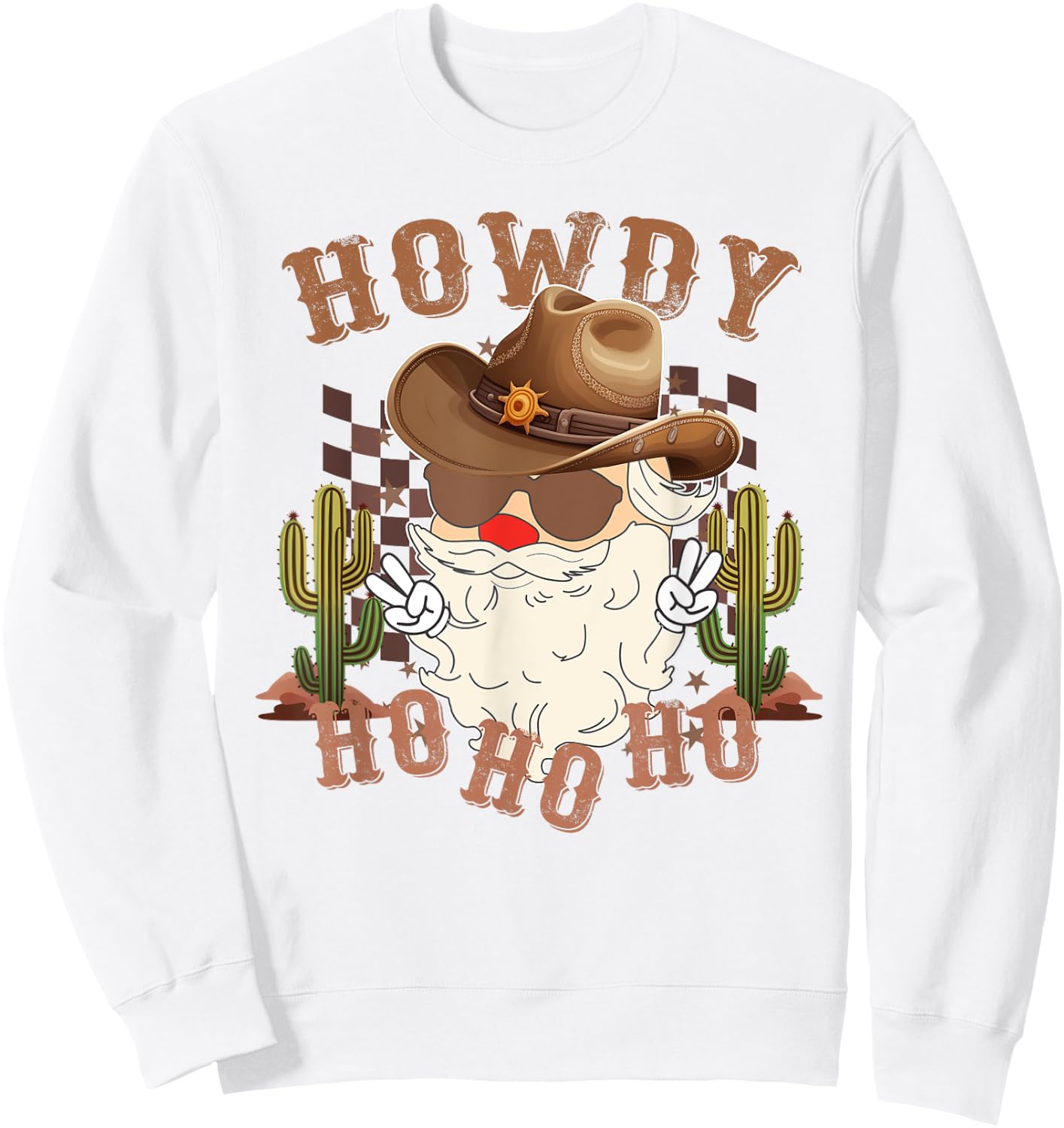 Howdy Ho Ho Ho Western Santa Cowboy Christmas Product Sweatshirt - Sweatshirt | White