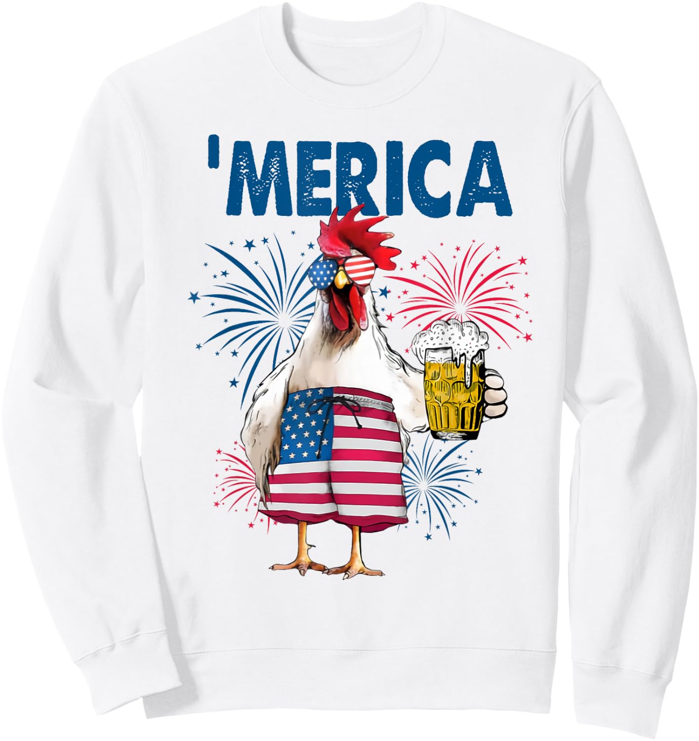 'Merica rooster Sweatshirt - Sweatshirt | White