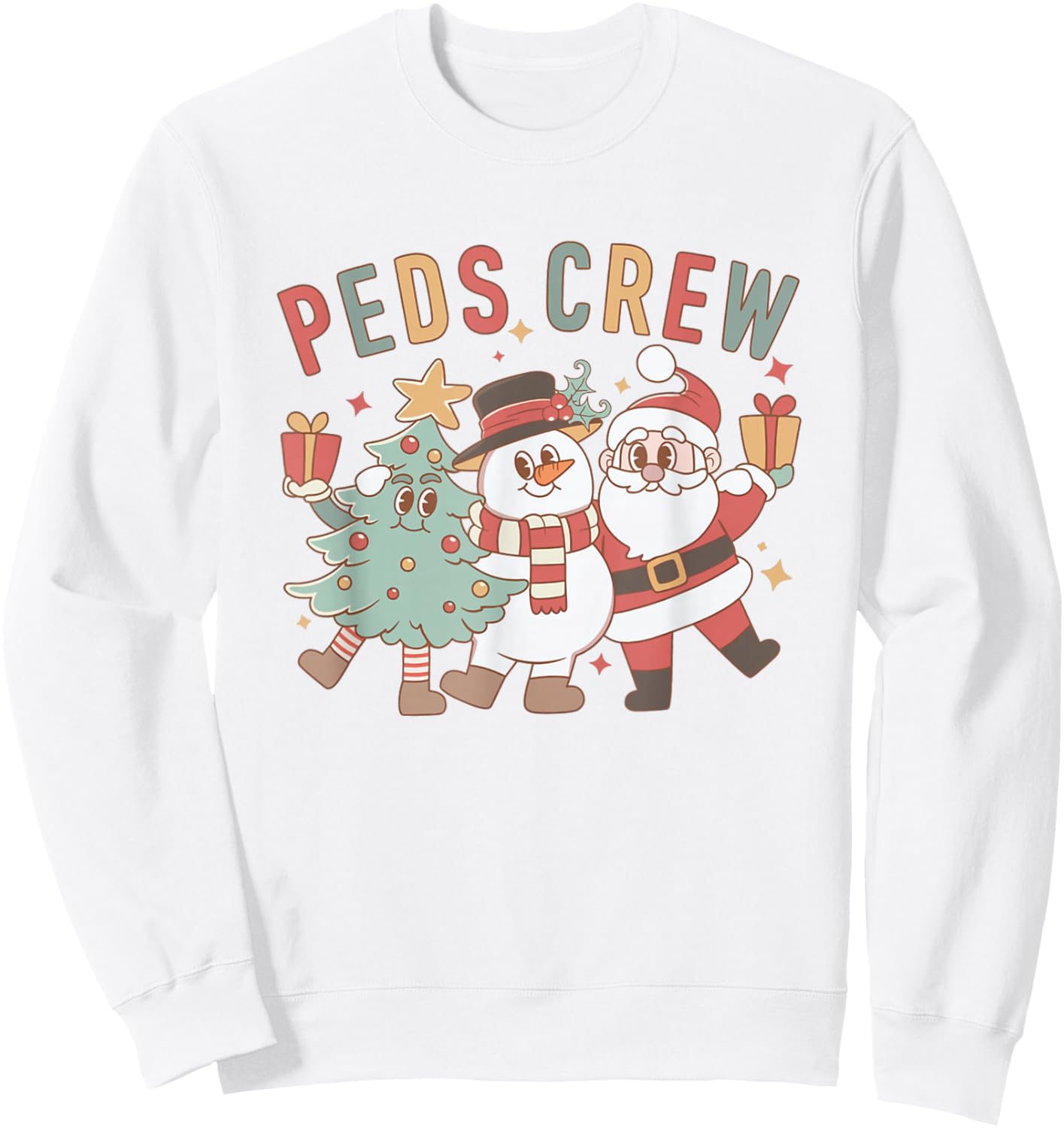 Retro Peds Crew Christmas Pediatric Nurse Nursing Group Sweatshirt - Sweatshirt | White