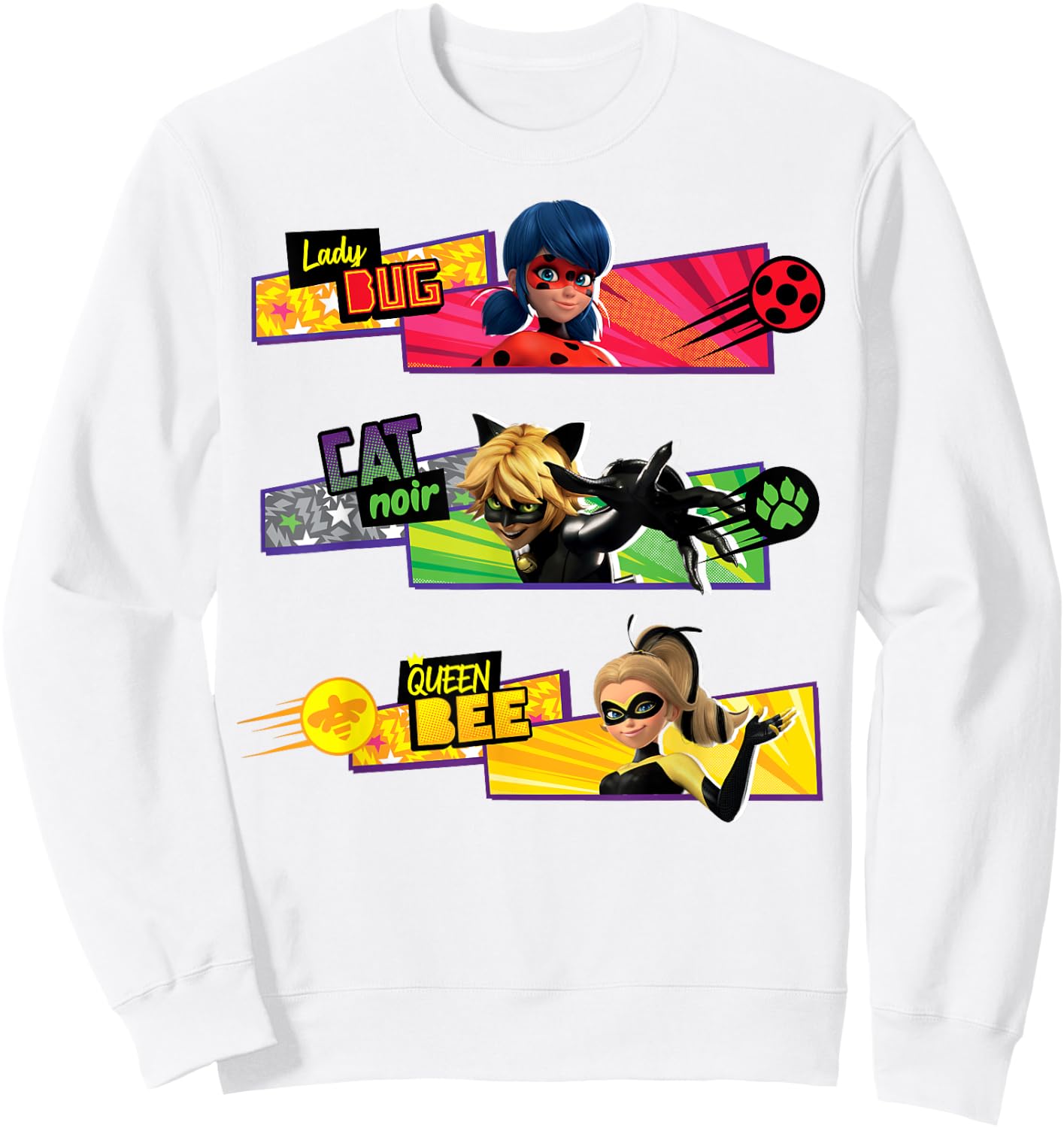 Miraculous Collection Ladybug Cat Noir Queen Bee Sweatshirt - Sweatshirt | White