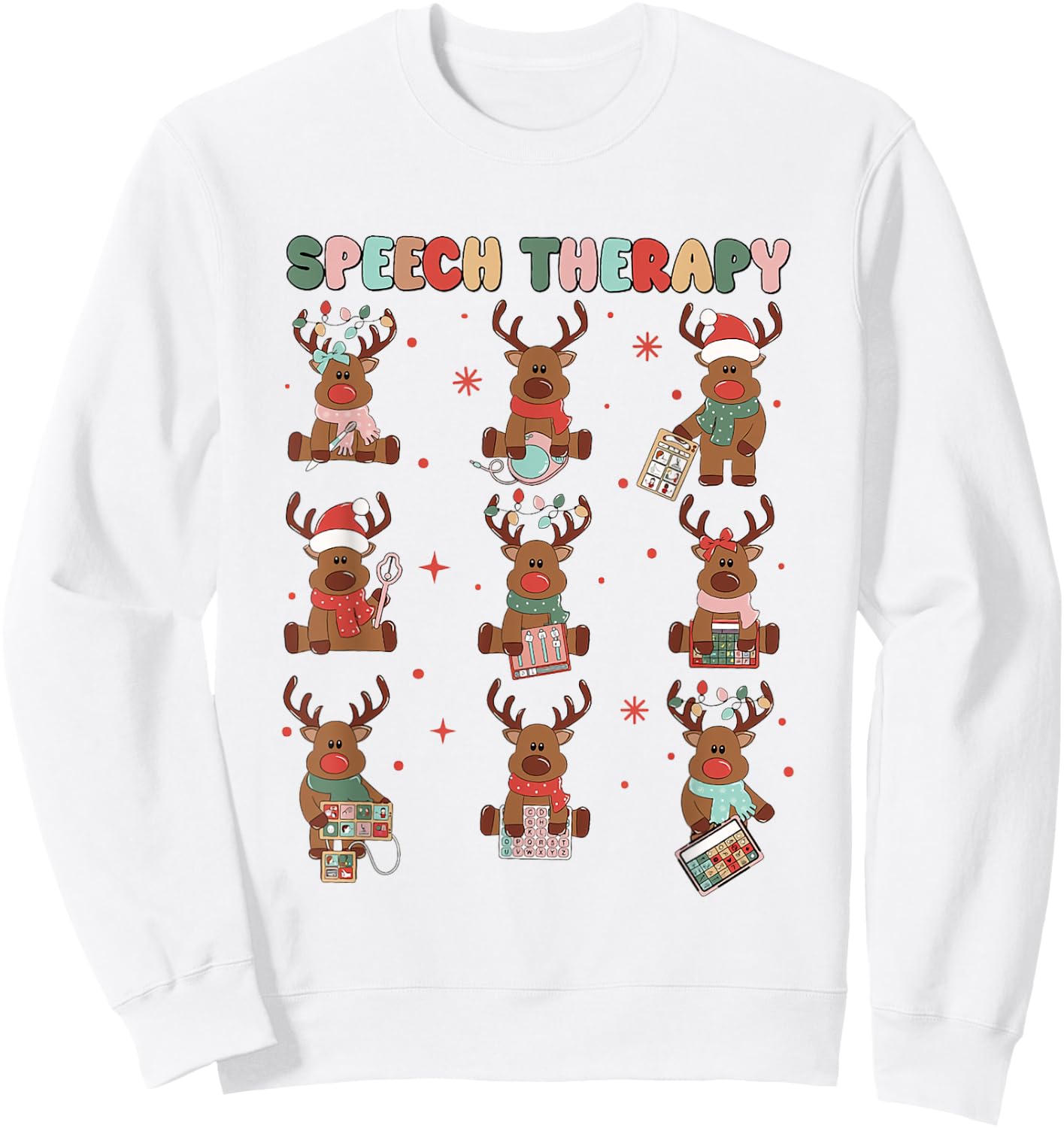Speech Therapy Christmas Reindeers SLP Speech Pathologist Sweatshirt - Sweatshirt | White