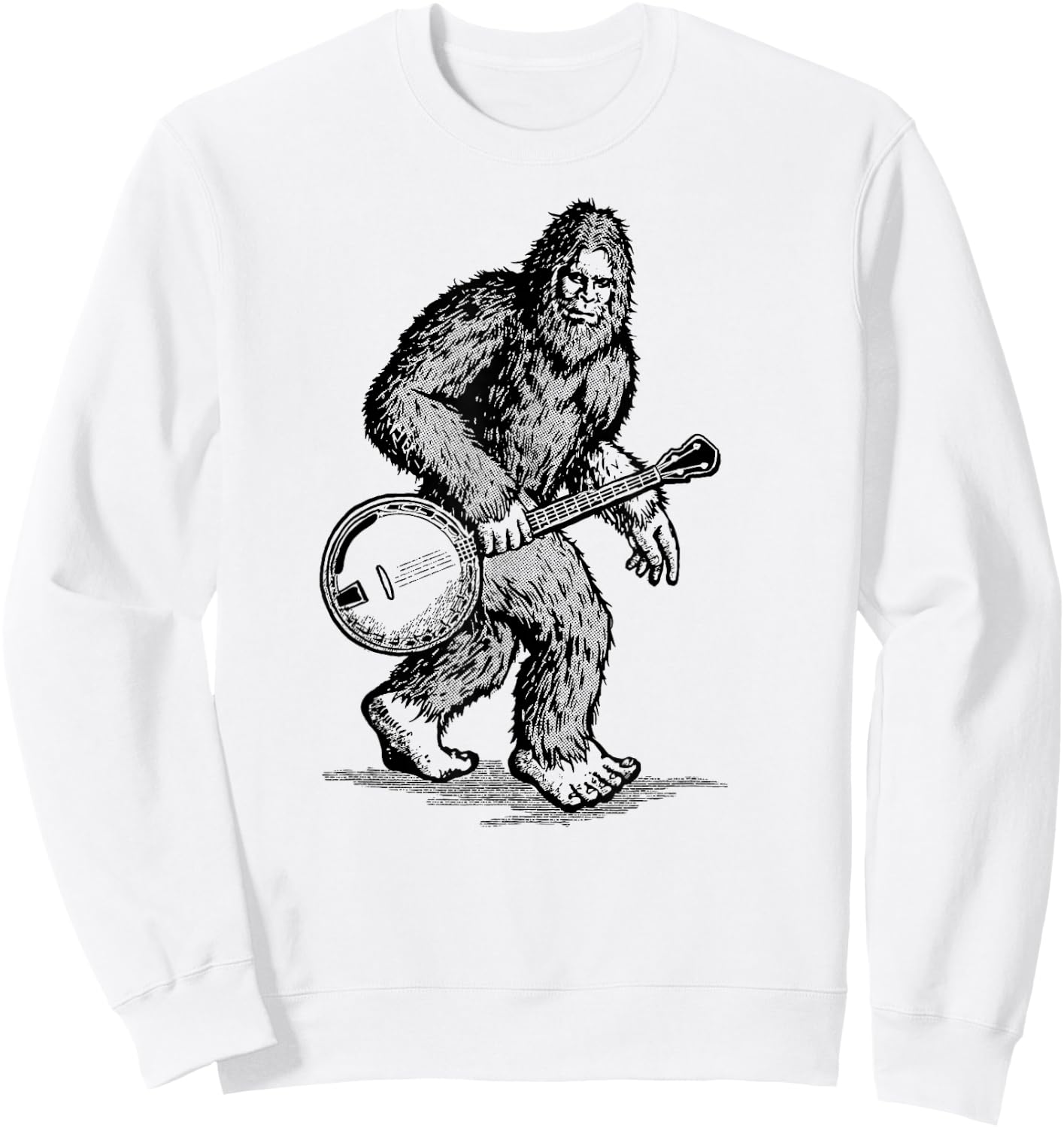 Grassquatch! Vintage Bigfoot & Bluegrass Banjo Music Sweatshirt - Sweatshirt | White