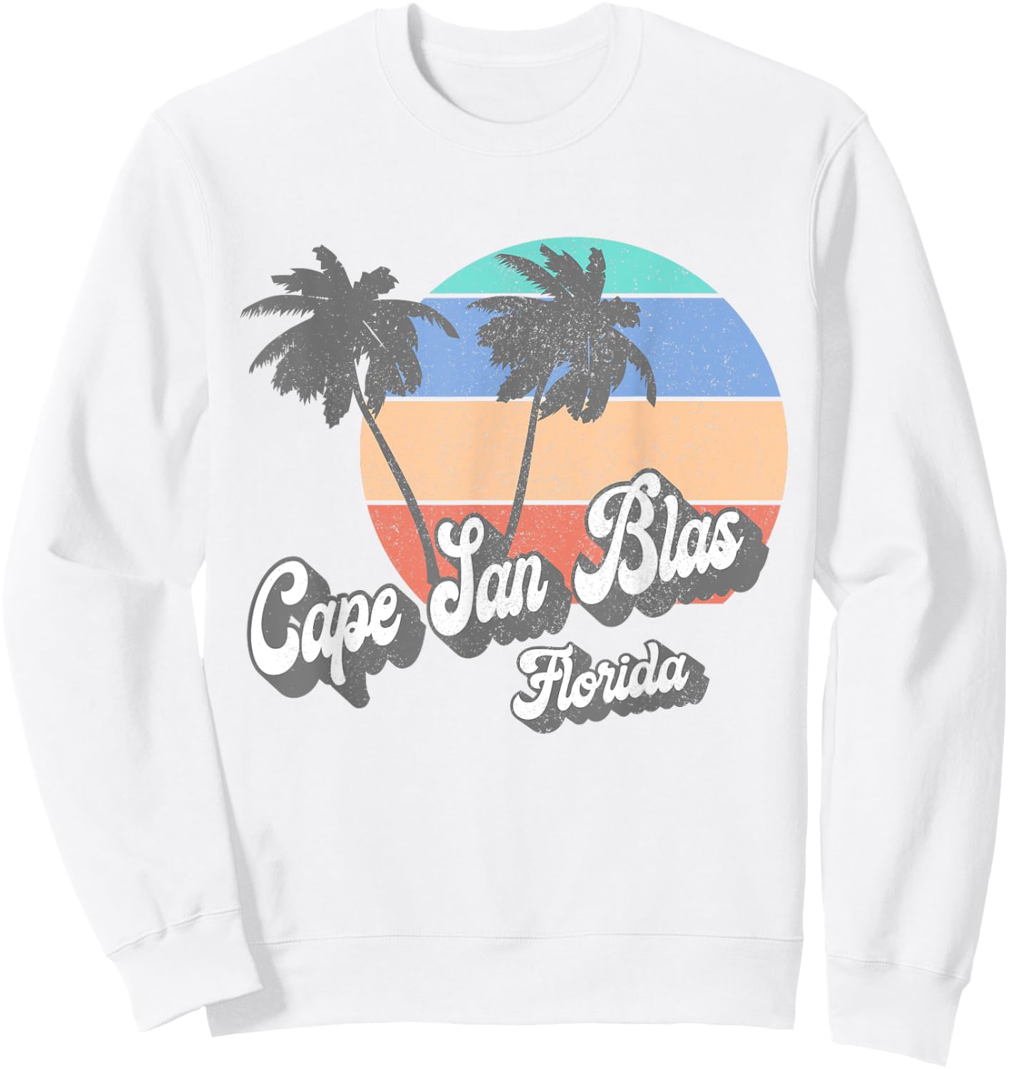 Retro Cape San Blas Florida FL Vintage Beach Surf Sweatshirt - Sweatshirt | White