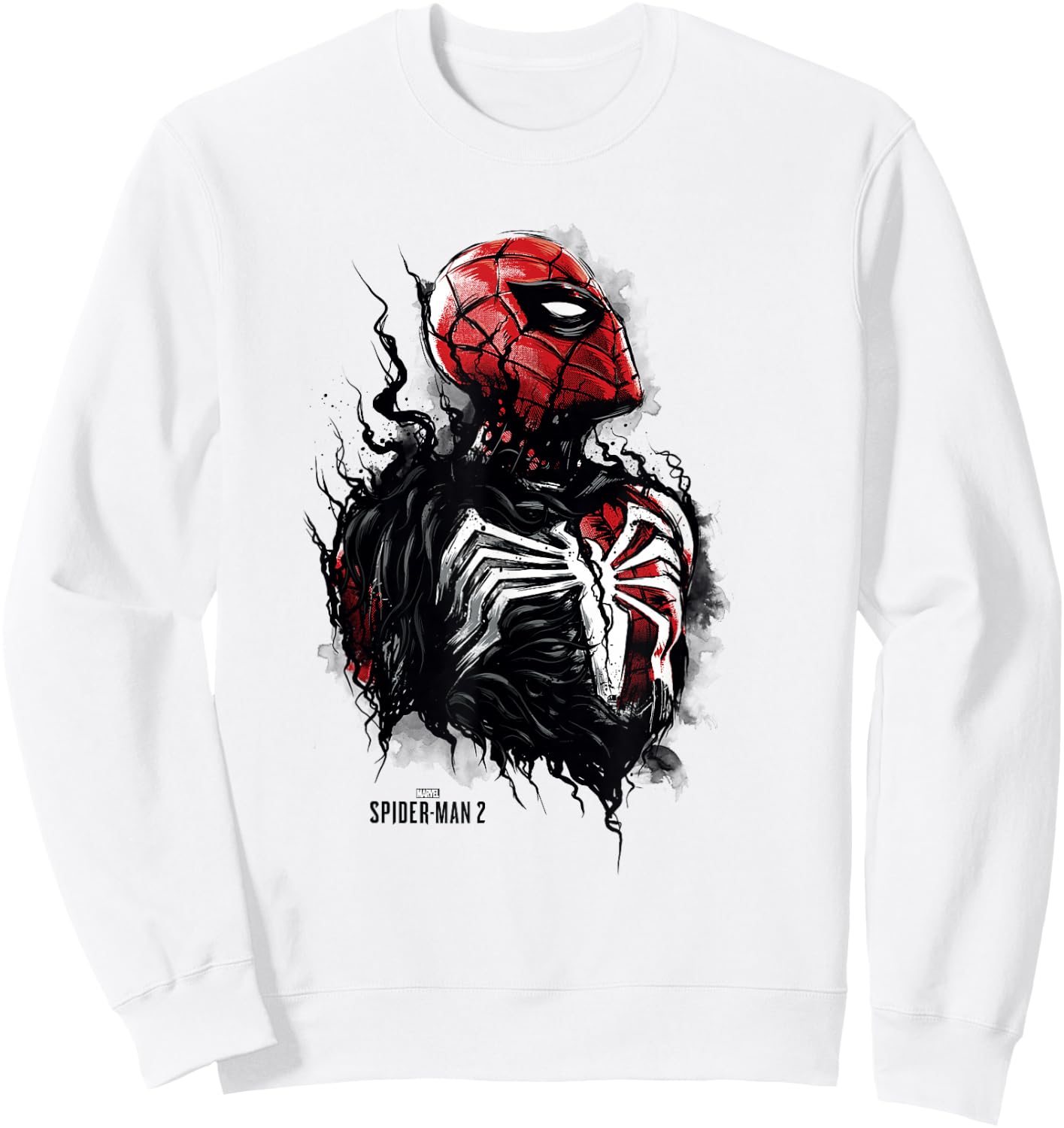 Marvel Spider-Man 2 Black Suit Peter Parker Overtaking Sweatshirt - Sweatshirt | White