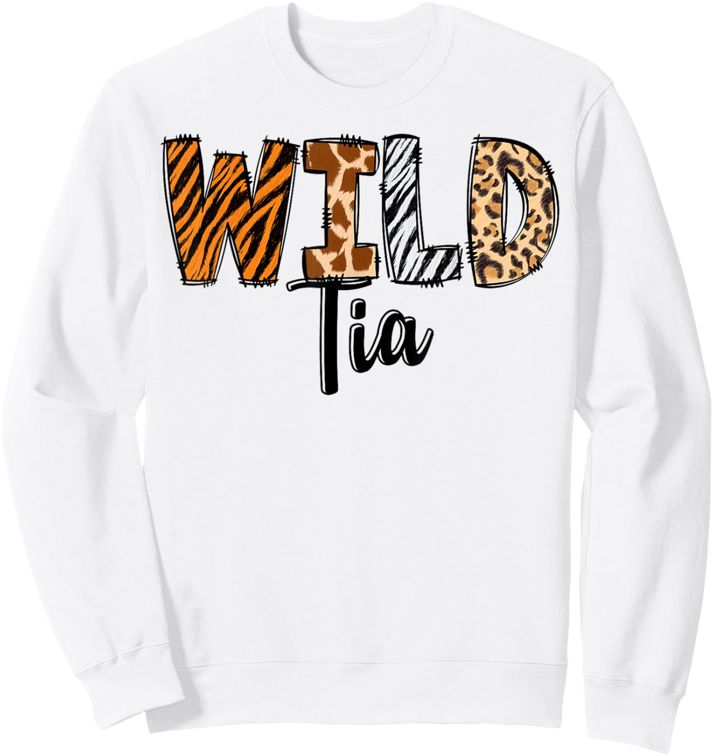 Wild Tia Zoo Born Two Be Wild B-day Safari Jungle Animal Sweatshirt - Sweatshirt | White