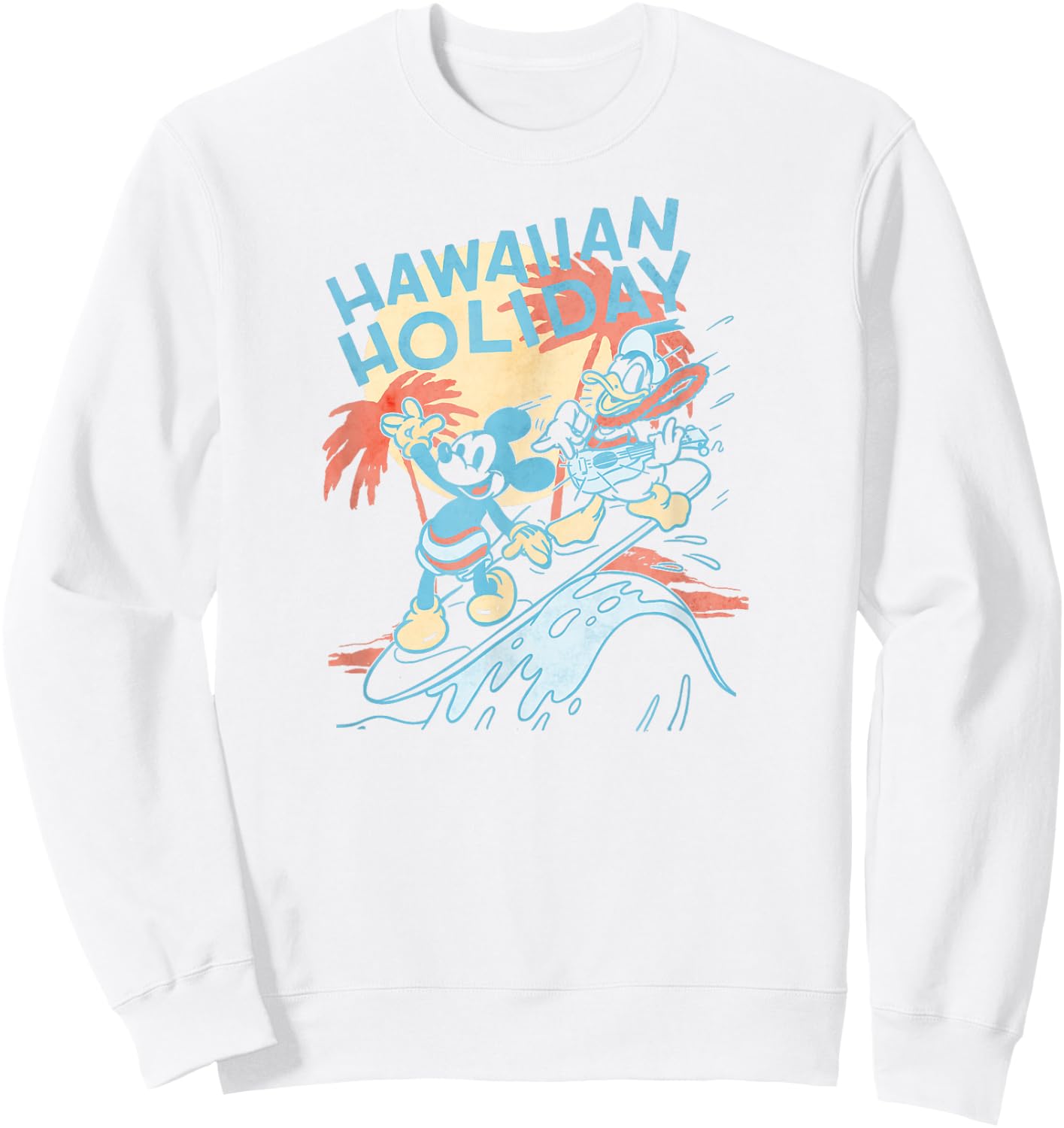 Disney Mickey And Friends Hawaiian Holiday Duo Retro Poster Sweatshirt - Sweatshirt | White