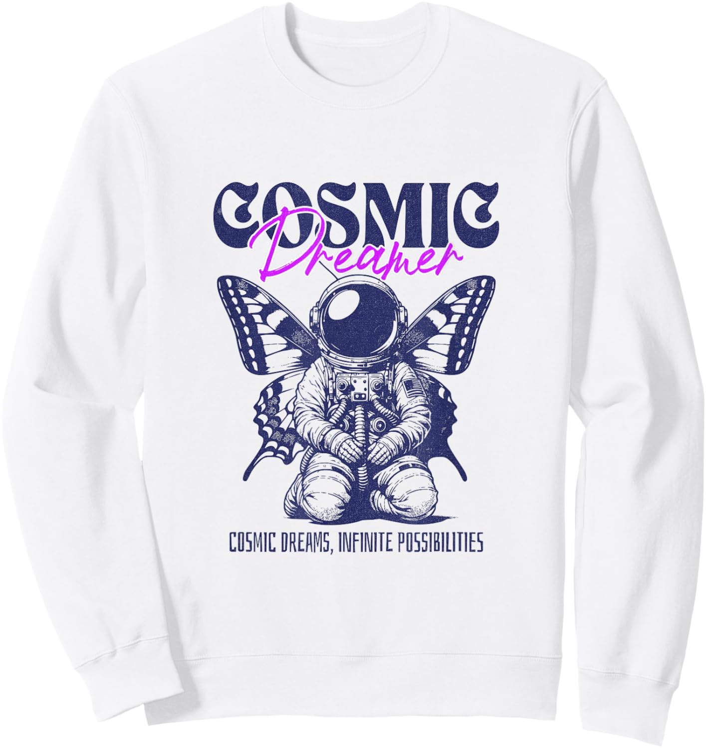 Cosmic Dreamer Vintage Butterfly Sweatshirt - Sweatshirt | White