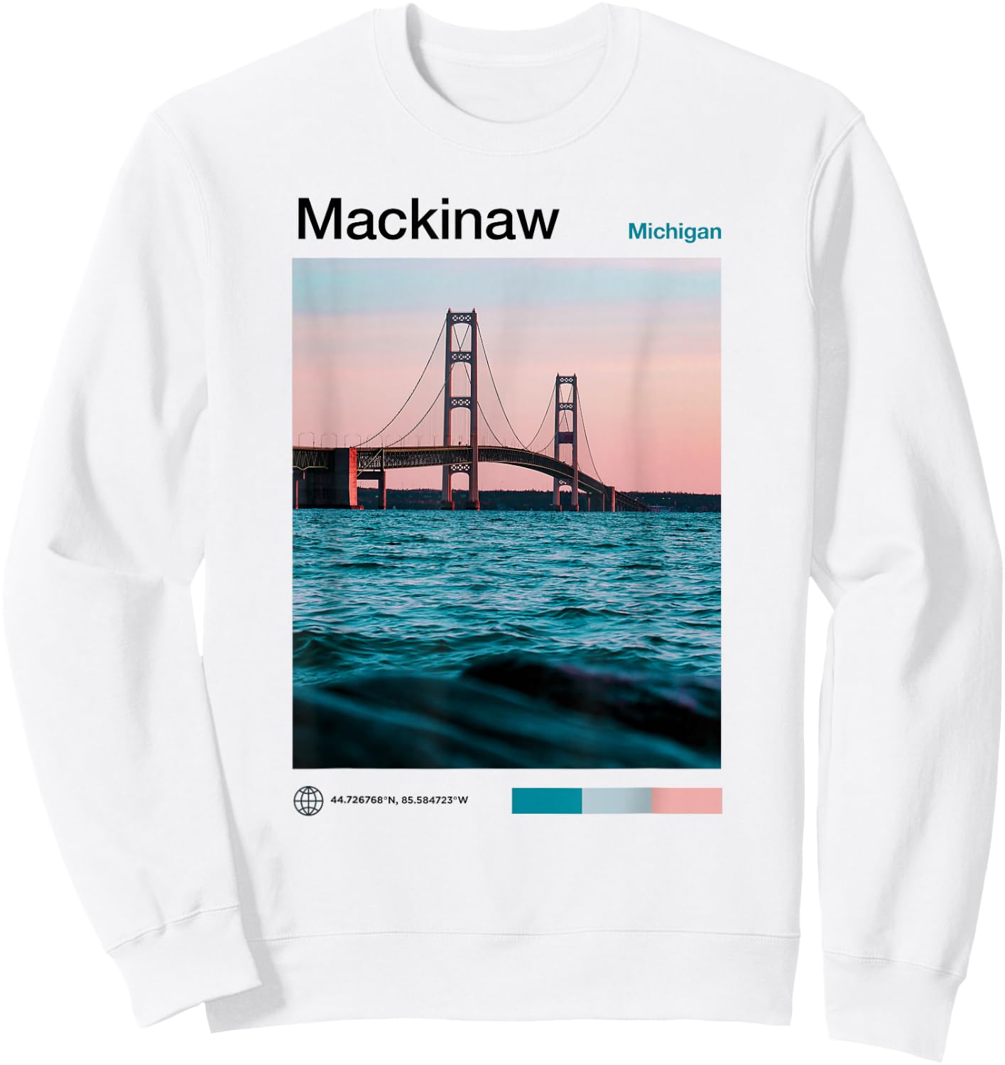 Mackinaw City Travel Art - USA Souvenir Michigan - American Sweatshirt - Sweatshirt | White