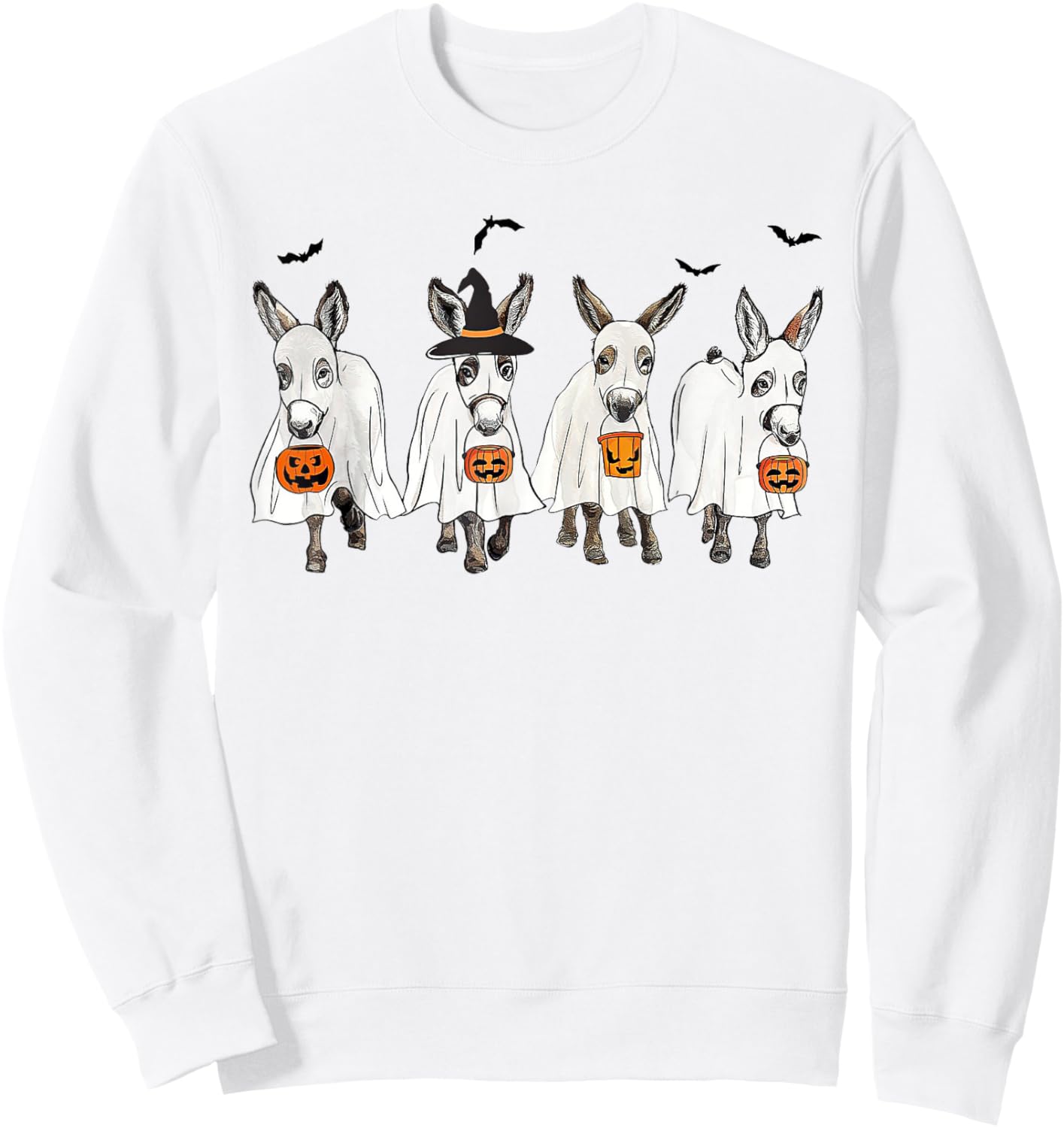 Funny Ghost Donkey Hallowen Donkey Lover Farmer Halloween Sweatshirt - Sweatshirt | White