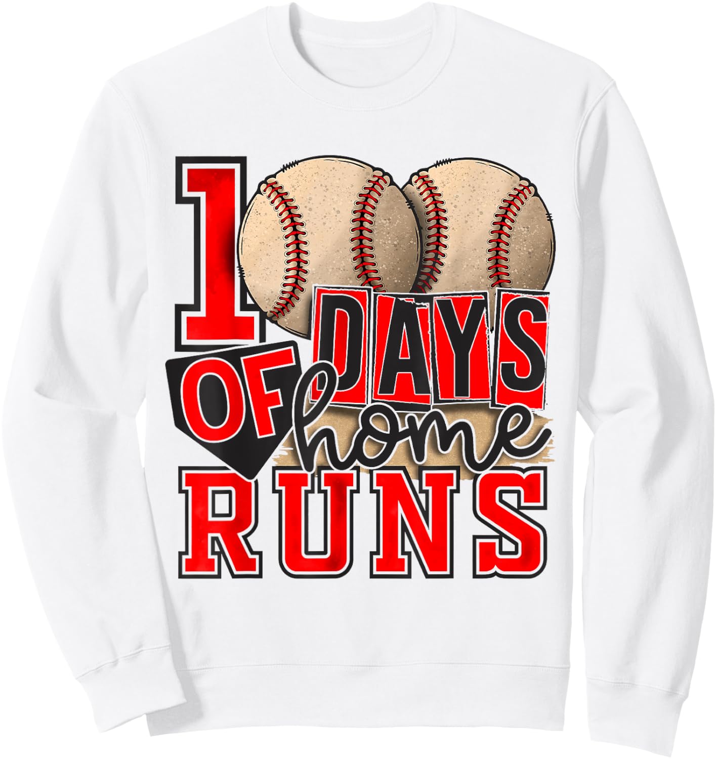 100 Days Of Home Runs Baseball 100th Day Of School Boys Girl Sweatshirt - Sweatshirt | White