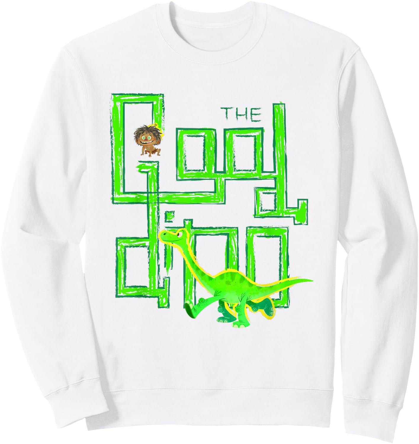 Disney Pixar The Good Dinosaur Good Dino Arlo Spot Text Logo Sweatshirt - Sweatshirt | White