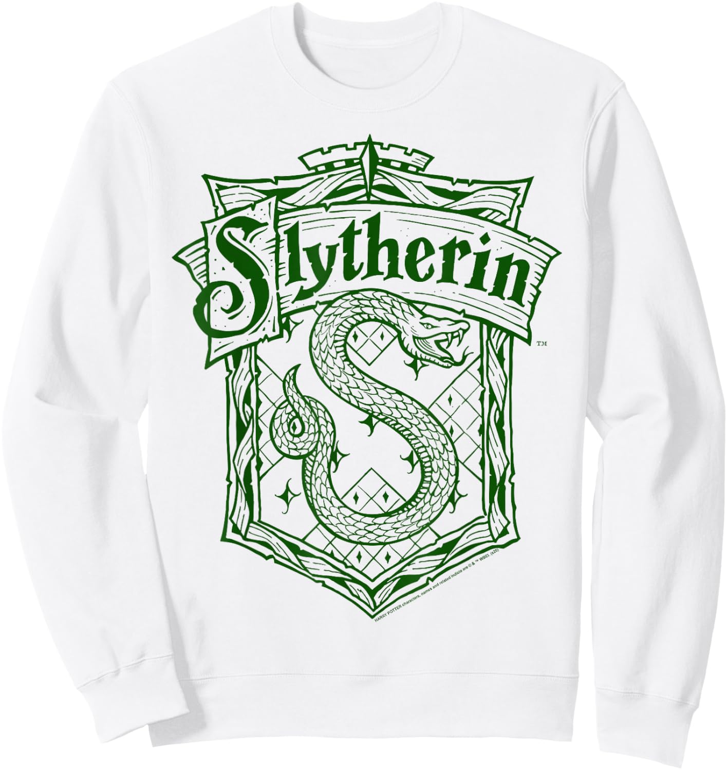 Harry Potter Slytherin Detailed Crest Small Sweatshirt - Sweatshirt | White