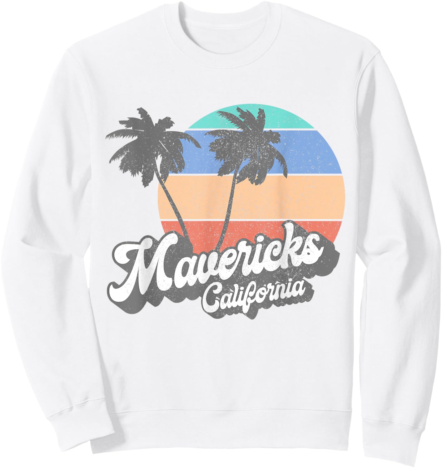 Retro Mavericks California CA Vintage Beach Surf Sweatshirt - Sweatshirt | White