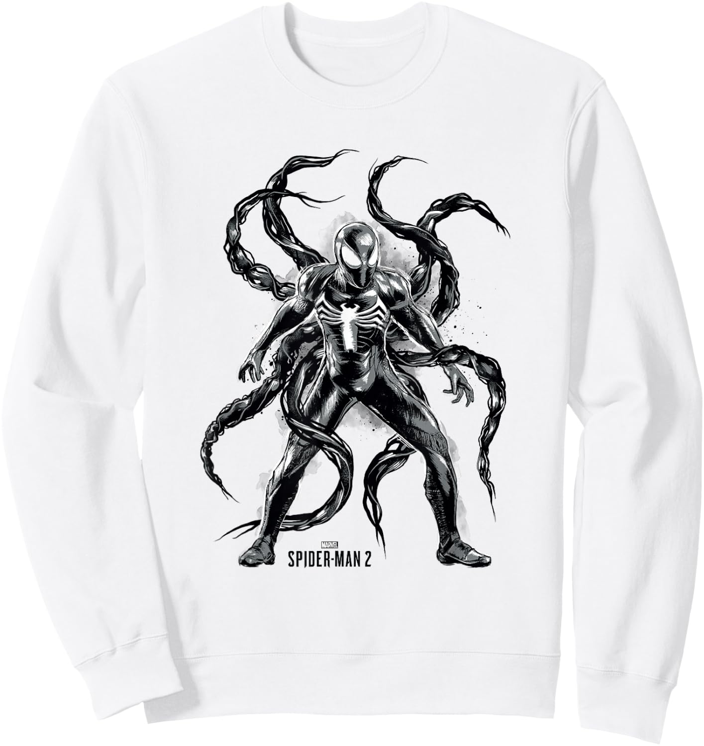 Marvel Spider-Man 2 Black Suit Peter Symbiote Tentacles Sweatshirt - Sweatshirt | White