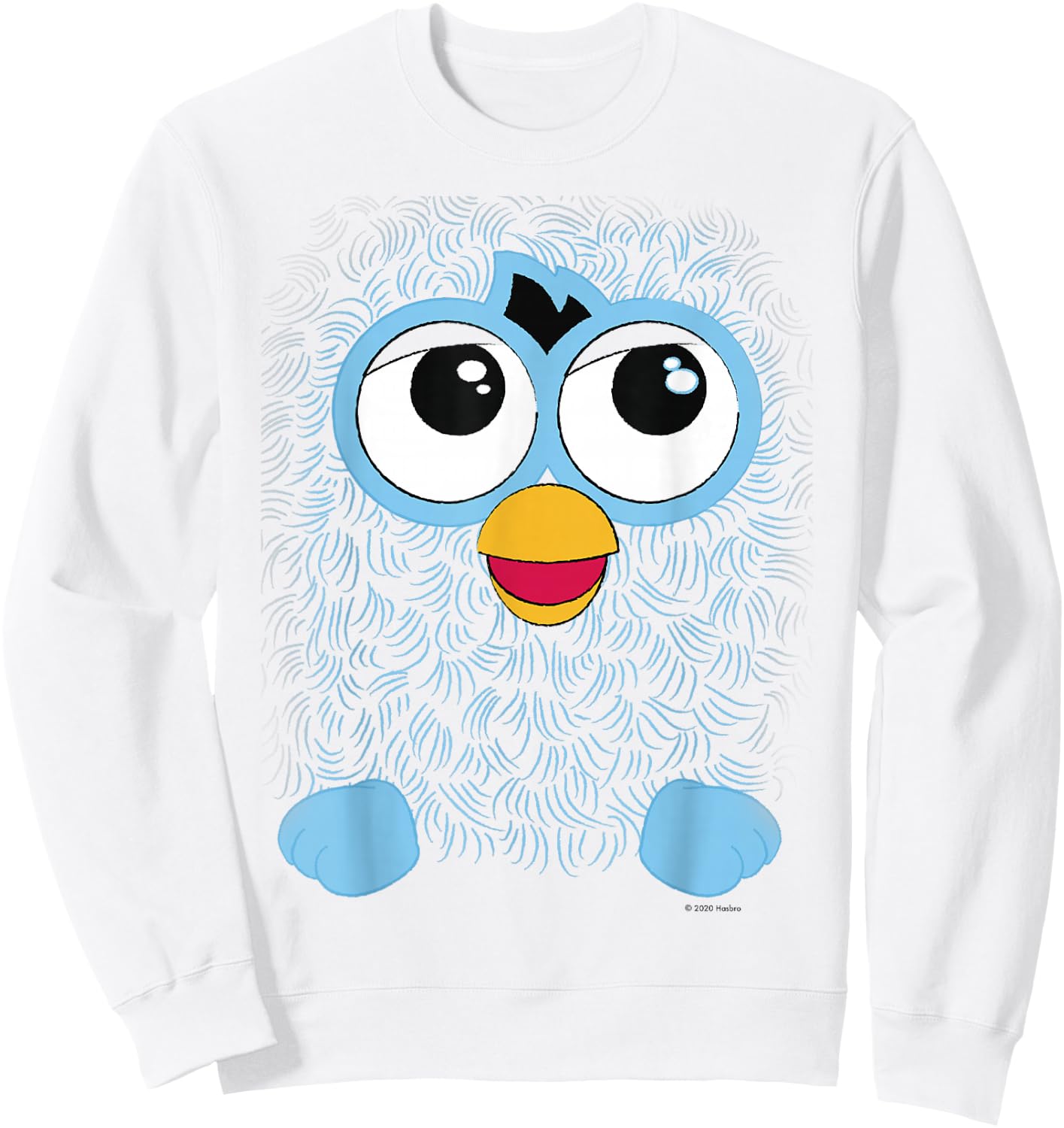 Furby Retro Big Blue Smiling Face Sweatshirt - Sweatshirt | White