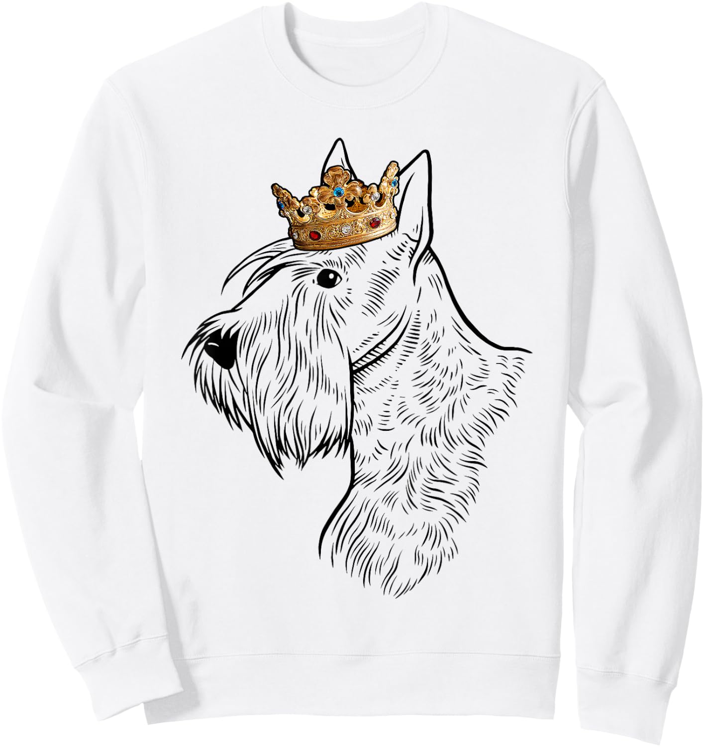 Scottish Terrier Dog Wearing Crown Sweatshirt - Sweatshirt | White