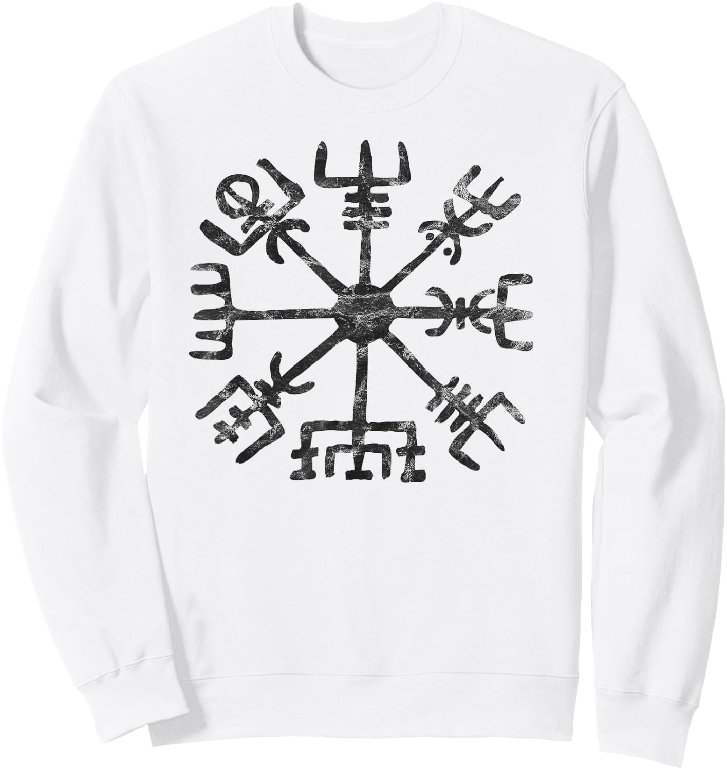 Vegvisir Viking Compass Rune Protection Symbol Celtic Nordic Sweatshirt - Sweatshirt | White