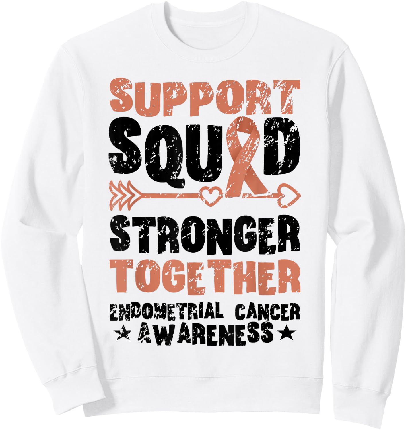 Support Squad Together Vintage Endometrial Cancer Awareness Sweatshirt - Sweatshirt | White