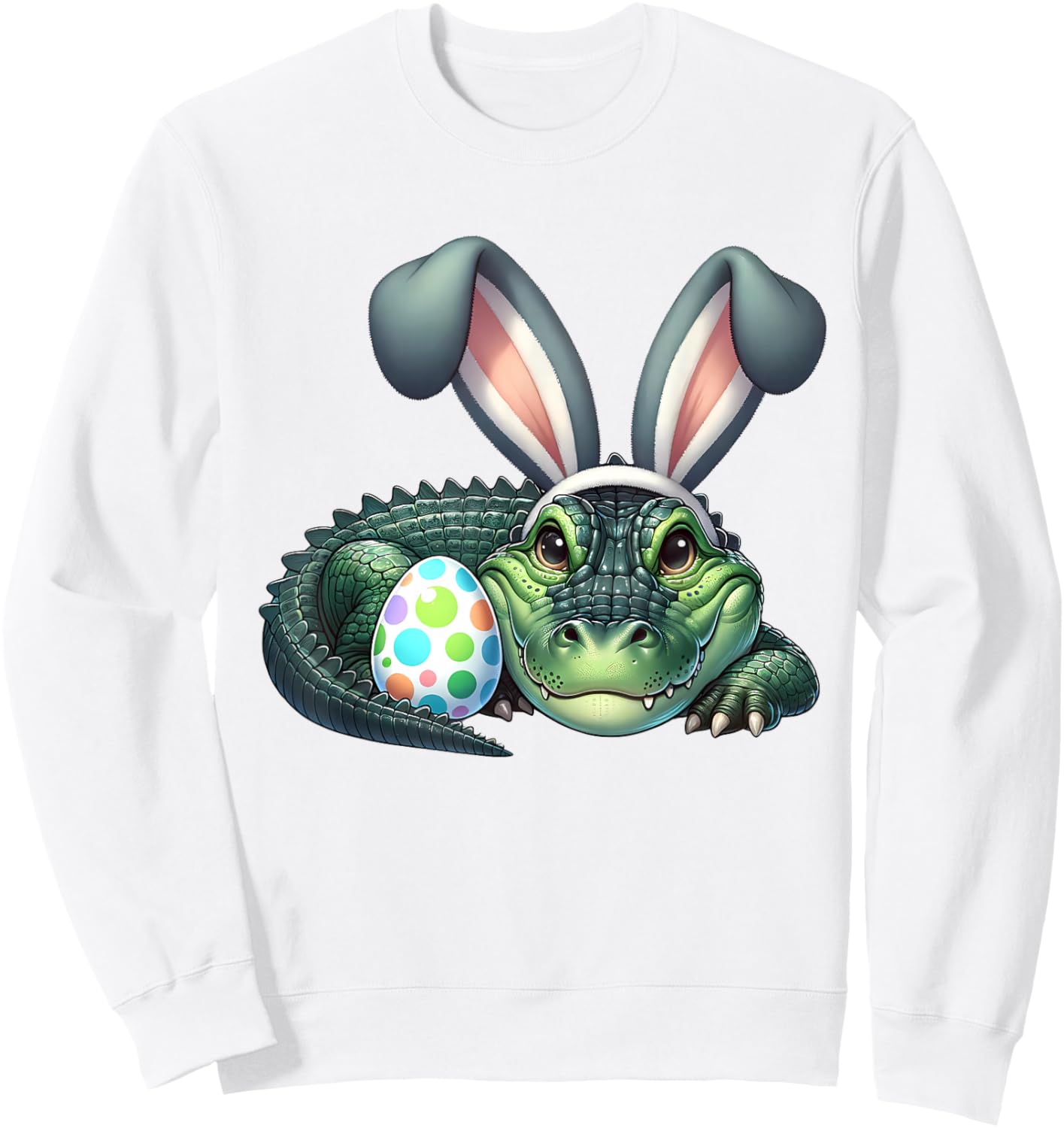 Funny Easter Alligators Lovers Egg Eggs Bunny Rabbit Outfit Sweatshirt - Sweatshirt | White