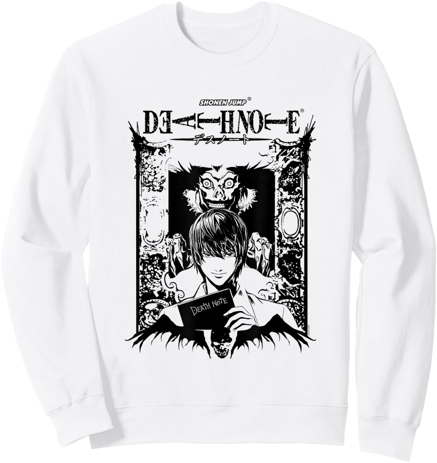 Death Note Light and Ryuk in Ornate Frame Anime Sweatshirt - Sweatshirt | White