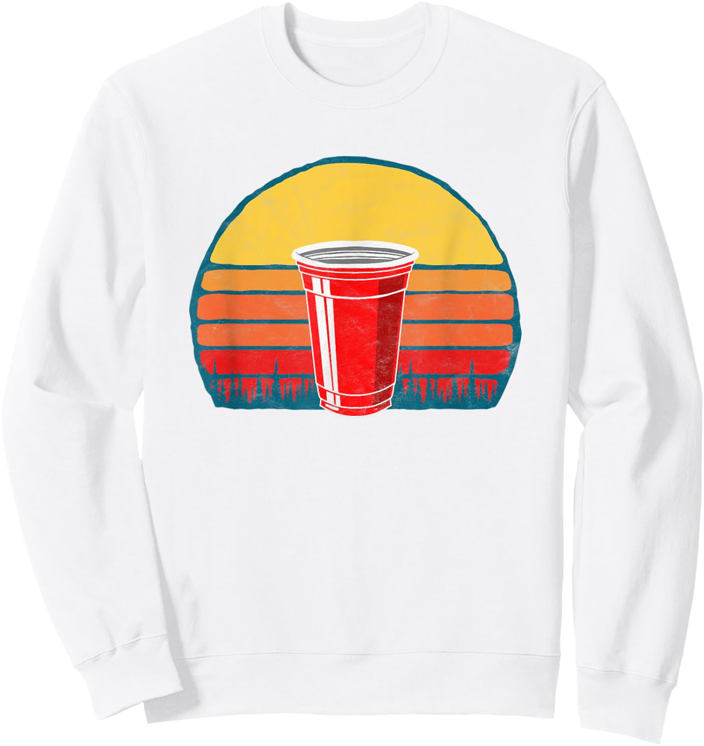Vintage Red Plastic Cup Funny Fathers Day Beer Graphic Sweatshirt - Sweatshirt | White