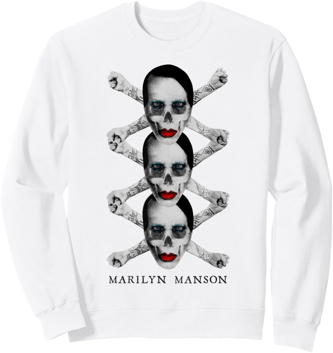 Marilyn Manson – Crossbones X3 Sweatshirt - Sweatshirt | White