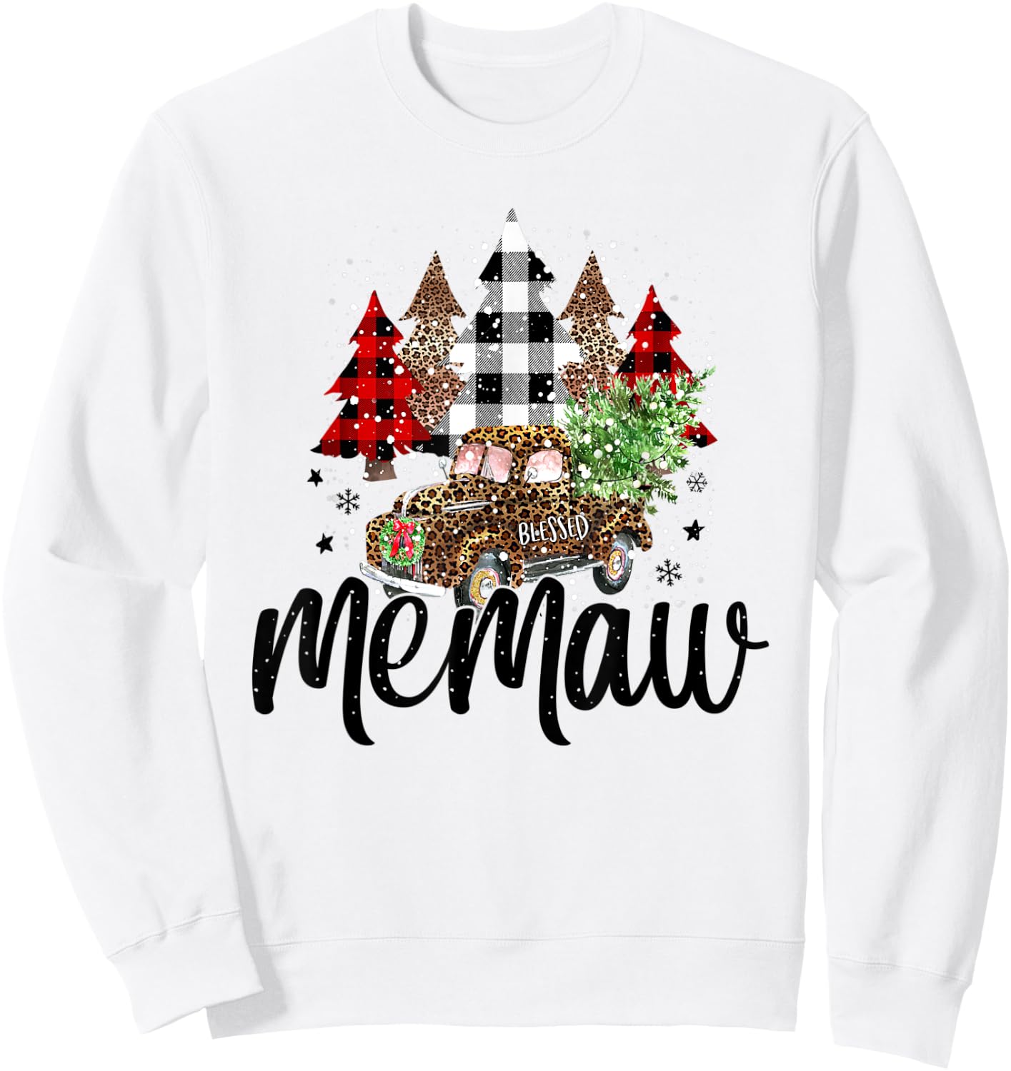 Blessed Memaw Christmas Truck - Grandma Gift Sweatshirt - Sweatshirt | White