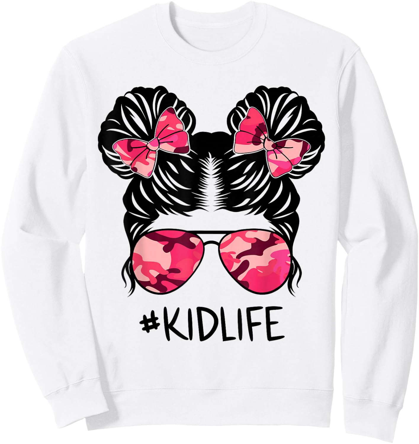 Messy Bun Army Kidlife Camo Print Sunglasses Kid Life Sweatshirt - Sweatshirt | White