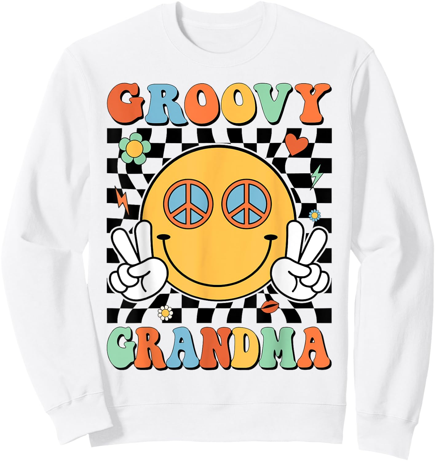 Groovy Grandma Matching Family 70s 80s Retro Hippie Costume Sweatshirt - Sweatshirt | White