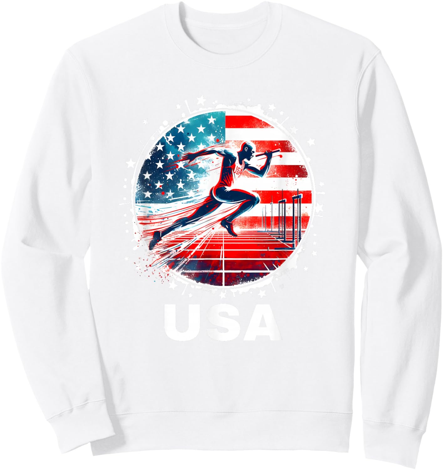 Track and Field USA Men Women Kids Running Apparel USA Sweatshirt - Sweatshirt | White