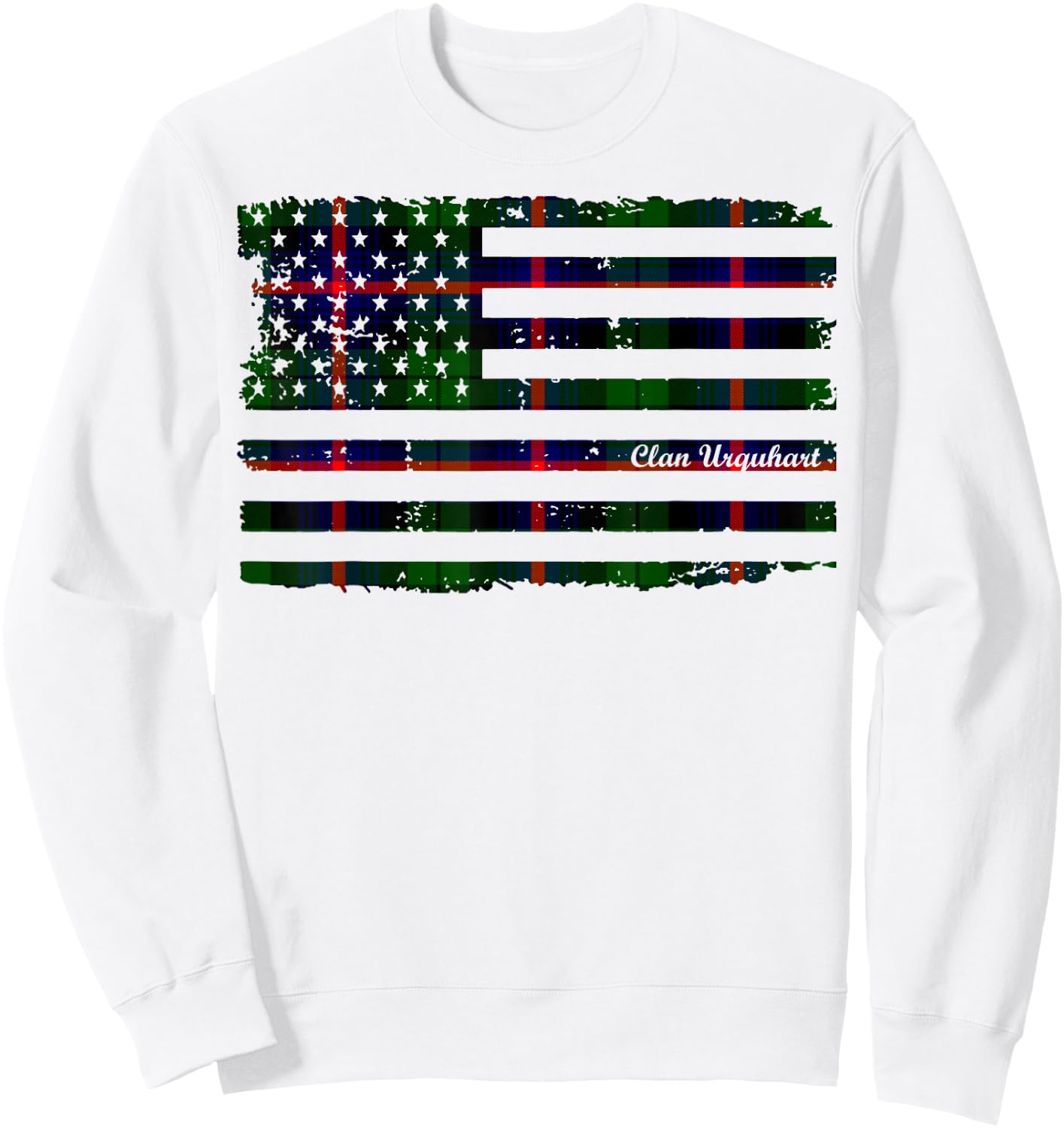 Urquhart surname American Flag Scottish tartan Sweatshirt - Sweatshirt | White