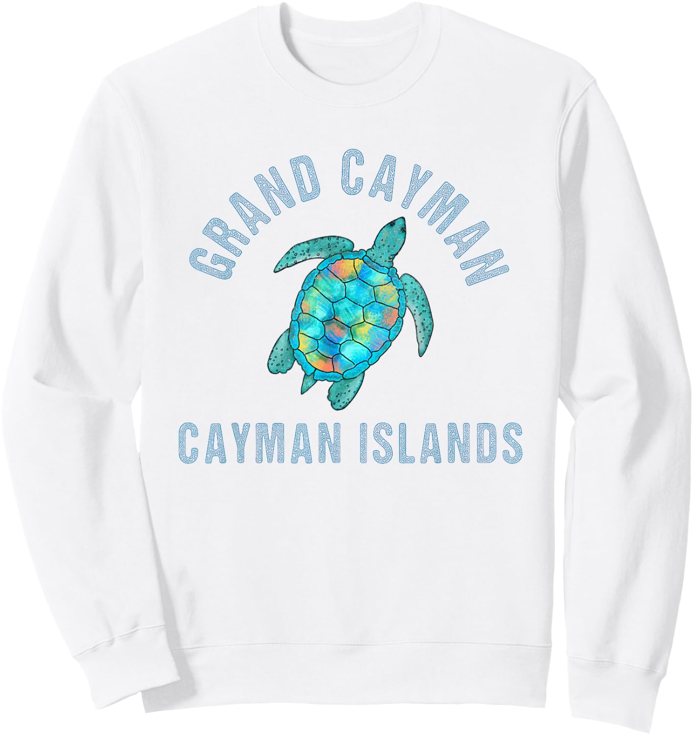 Grand Cayman Beach Design / Sea Turtle Illustration Gift Sweatshirt - Sweatshirt | White