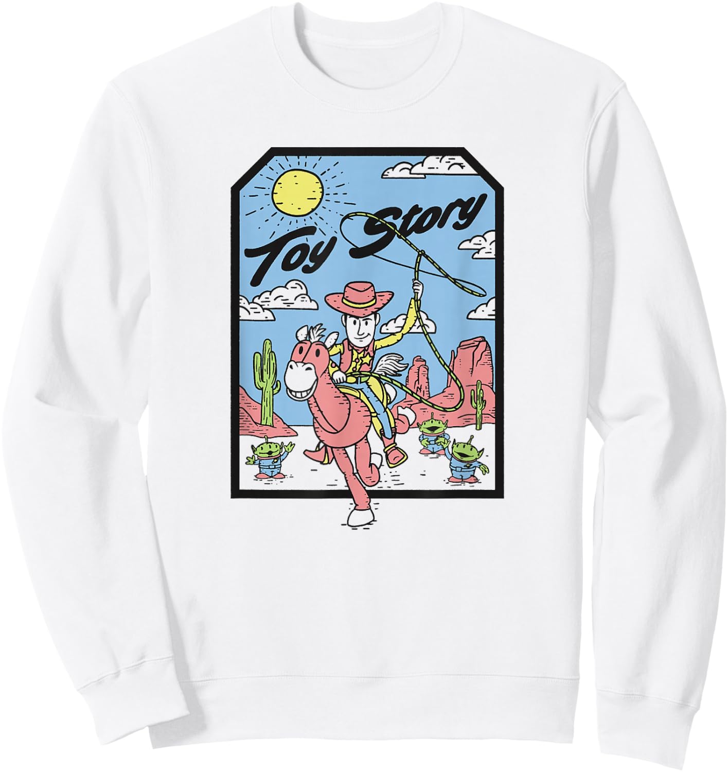 Disney Pixar Toy Story Woody & Bullseye Lasso Portrait Sweatshirt - Sweatshirt | White