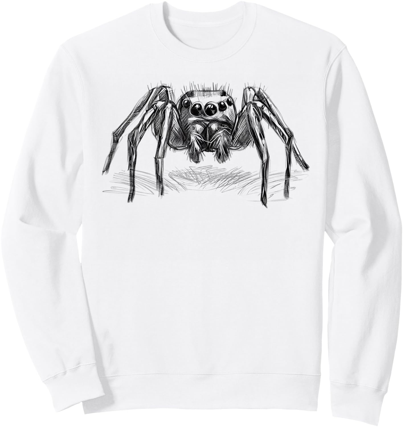 Jumping Spider, Jumping Spider, as a Drawing in Black Sweatshirt - Sweatshirt | White