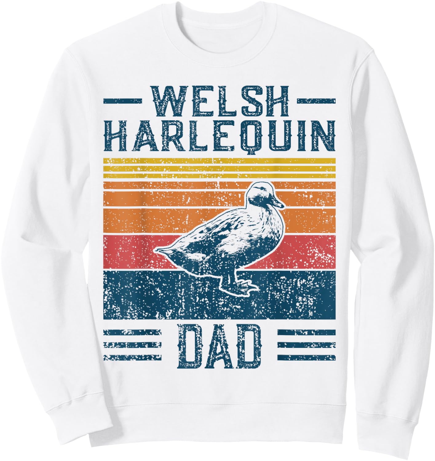Best Duck Dad Men - Vintage Welsh Harlequin Sweatshirt - Sweatshirt | White