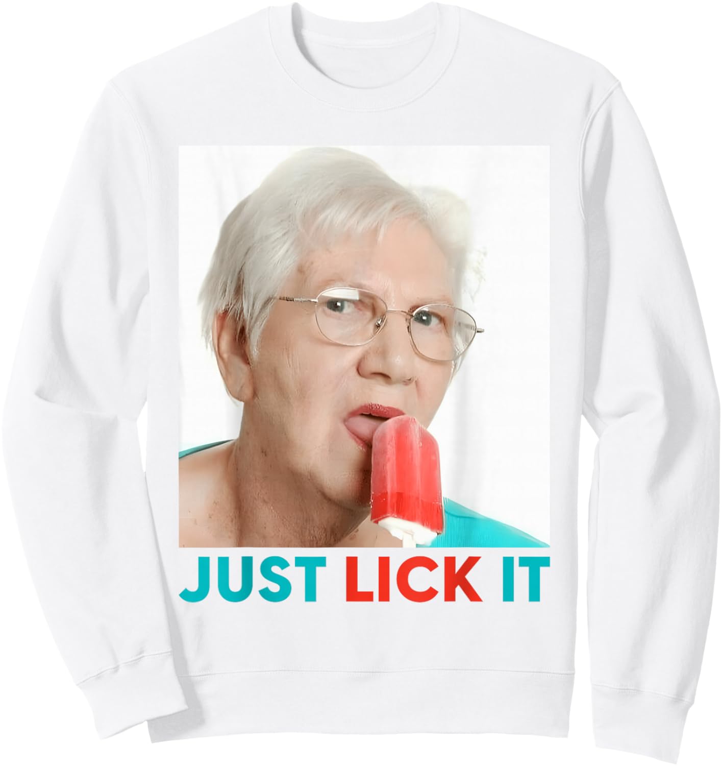 Grandma Just Lick It. Grandma Licks Ice Cream Meme Ice Lovers Summer Sweatshirt - Sweatshirt | White