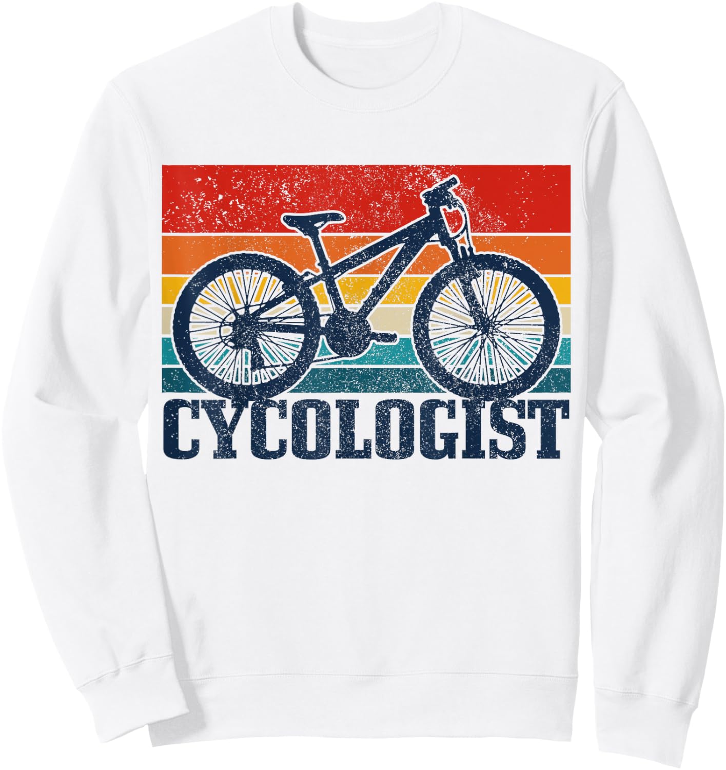 Vintage Cycologist Mountain Bike MTB Cycling Funny Gift Sweatshirt - Sweatshirt | White