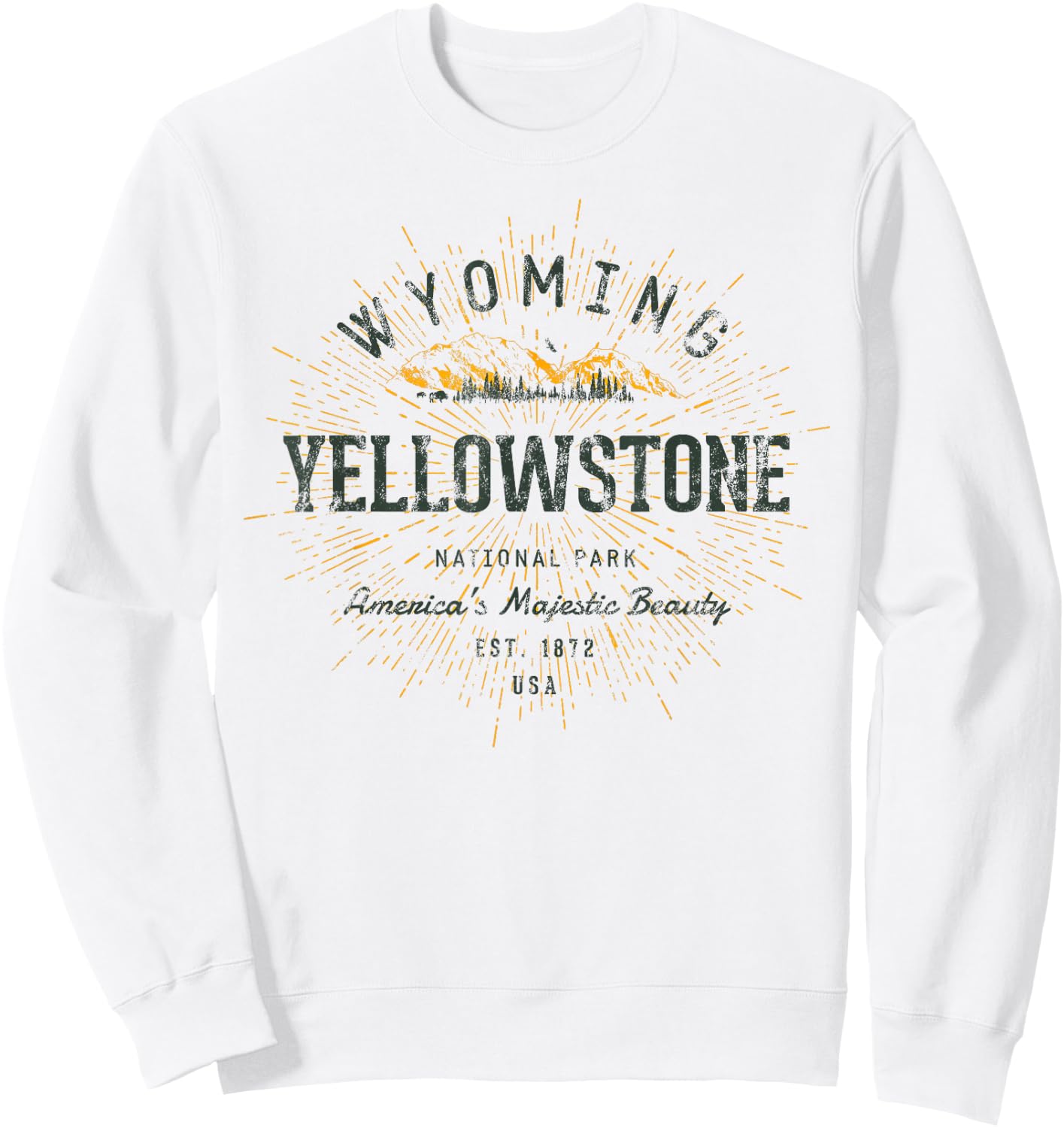 Retro Style Vintage Yellowstone National Park Sweatshirt - Sweatshirt | White