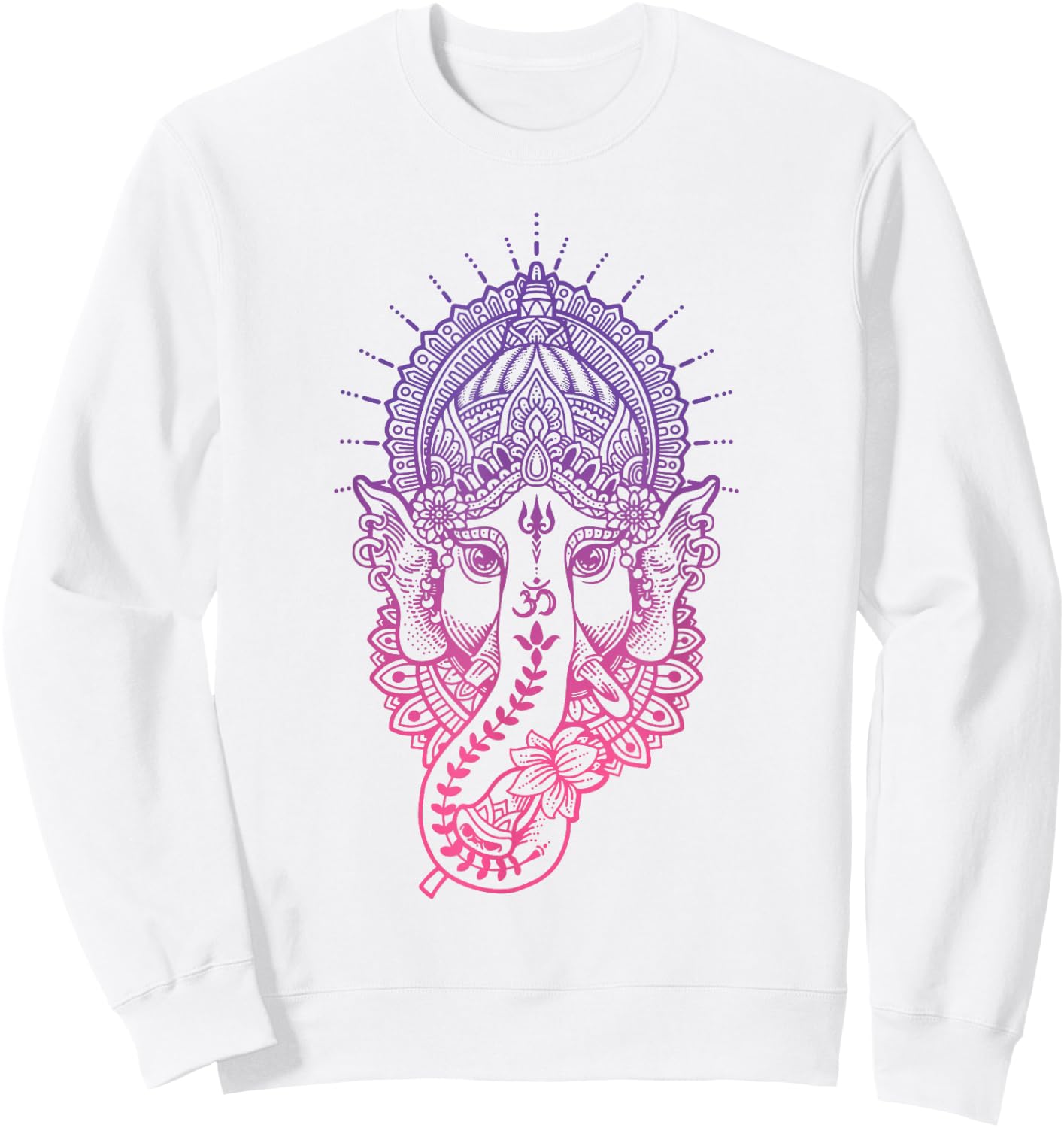 Ganesh Symbol Yoga Hindu Elephant Men Women Meditation Sweatshirt - Sweatshirt | White