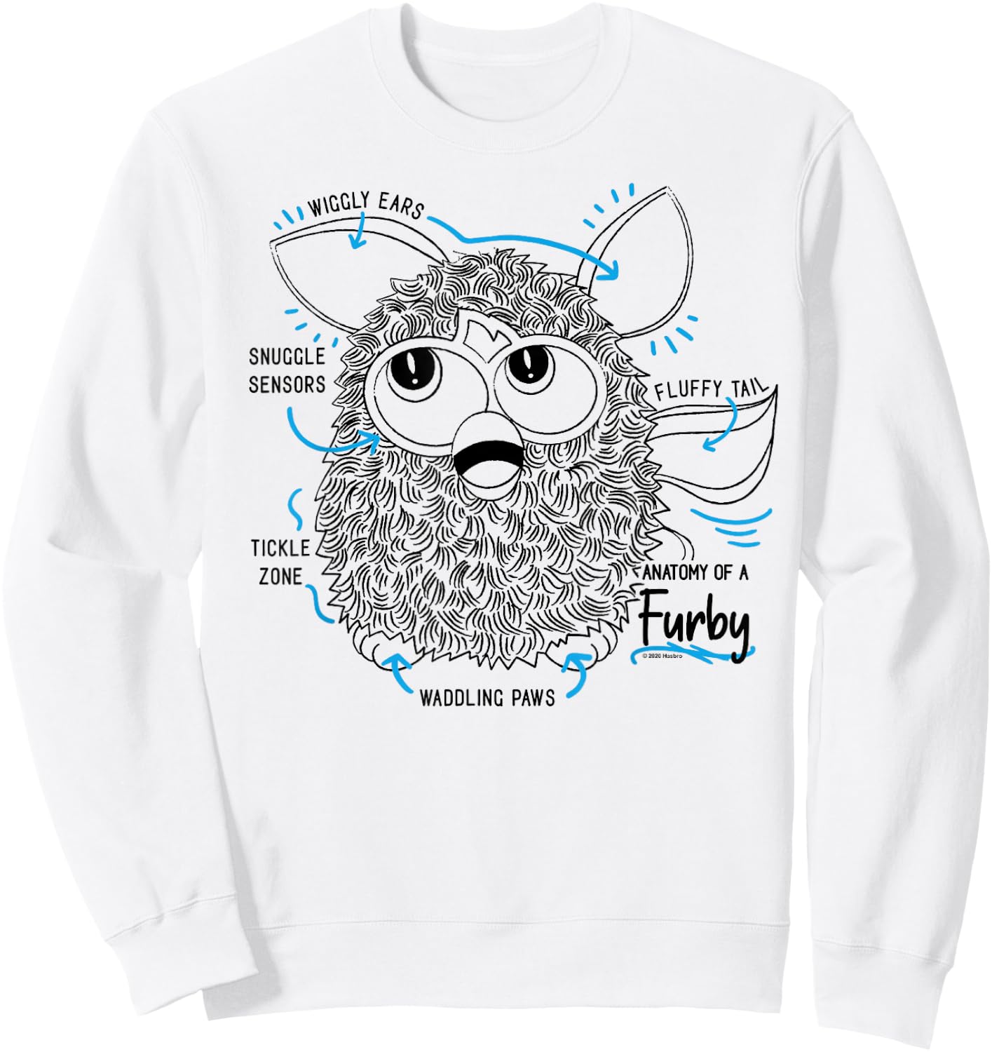 Furby Anatomy of A Furby Retro Textbook Diagram Sweatshirt - Sweatshirt | White