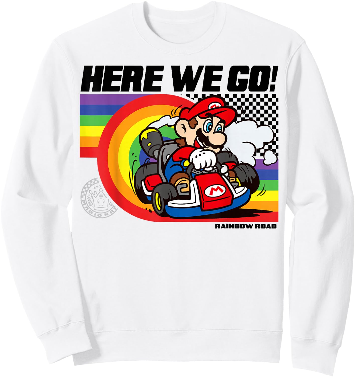 Mario Kart Pride Rainbow Road Here We Go Nintendo Icon Sweatshirt - Sweatshirt | White