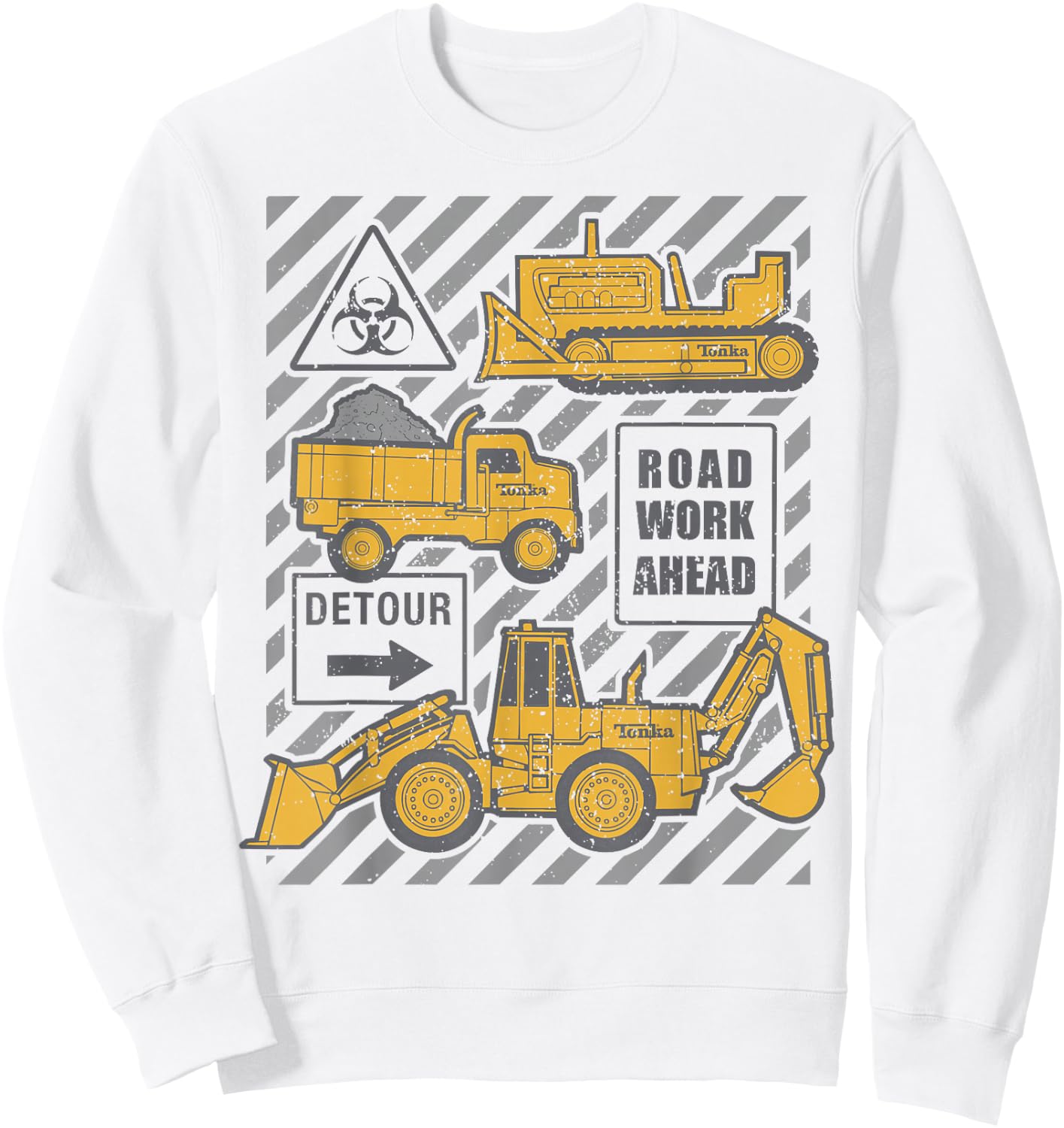 Tonka Trucks Road Work Ahead Construction Sign Logo Sweatshirt - Sweatshirt | White