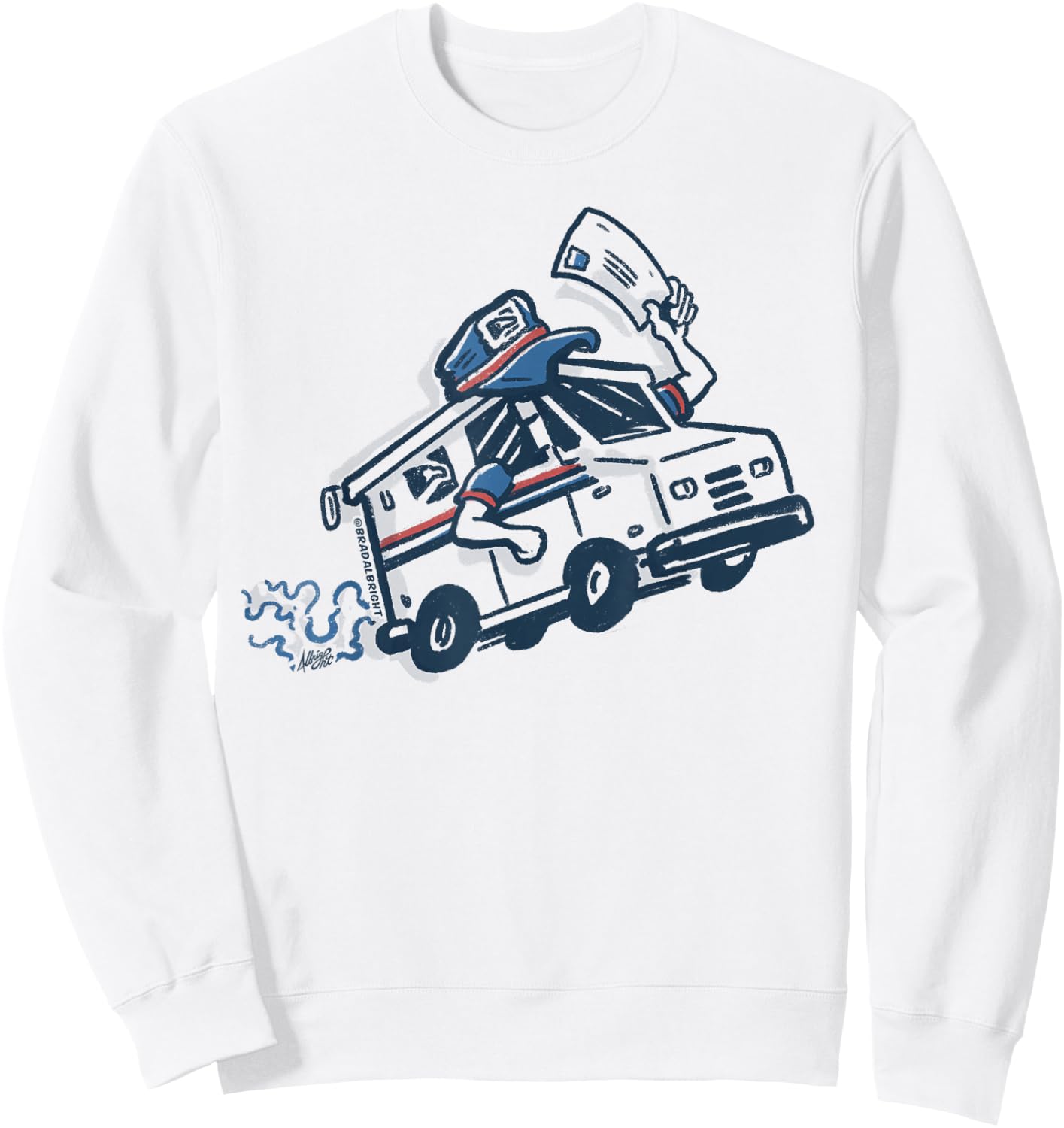 Postal Service Mailman Truck Sweatshirt - Sweatshirt | White